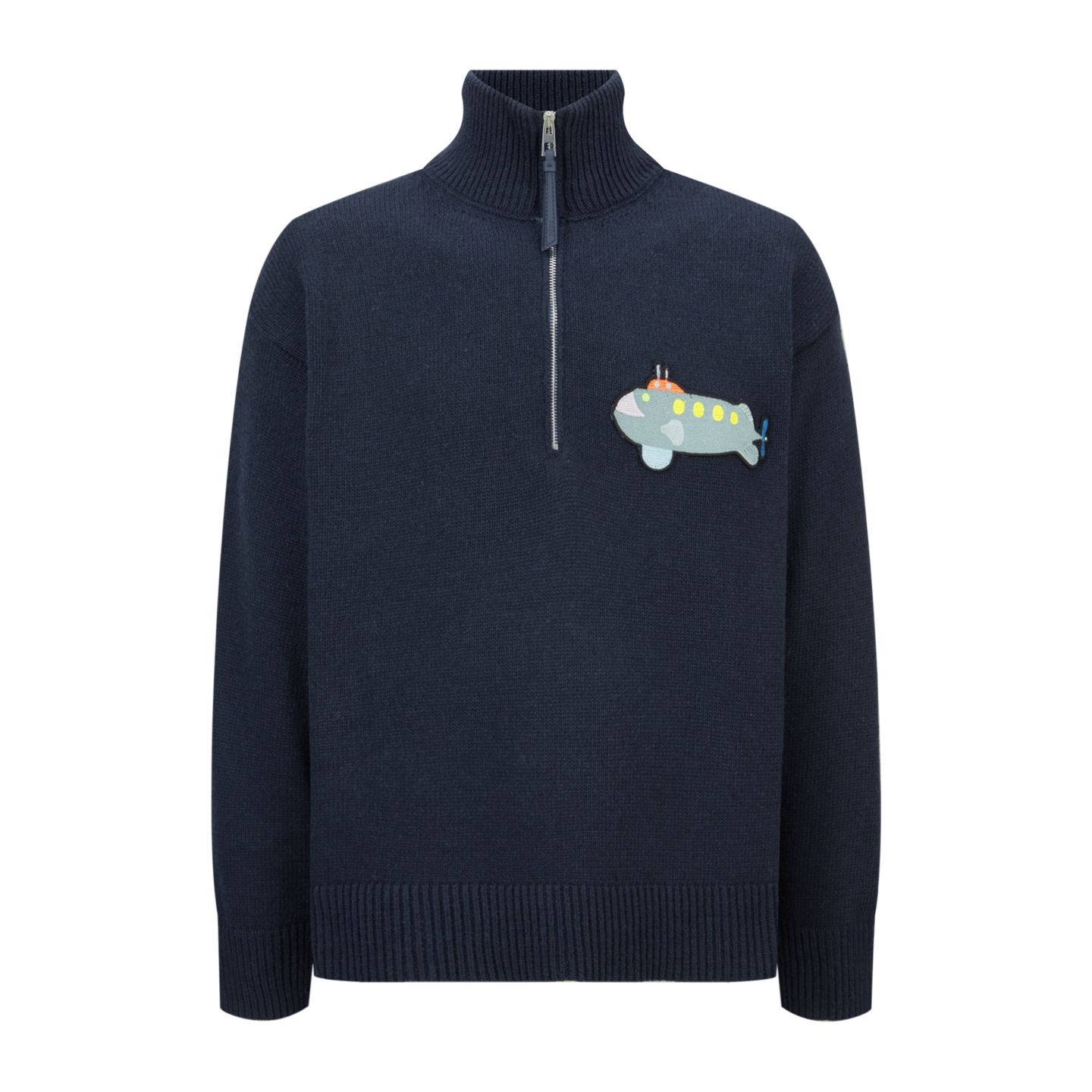 Loewe Submarine Embroidered Half-Zip Cashmere-Cotton Blend Knit Sweater 2 i1754648151746 2252 0 0
