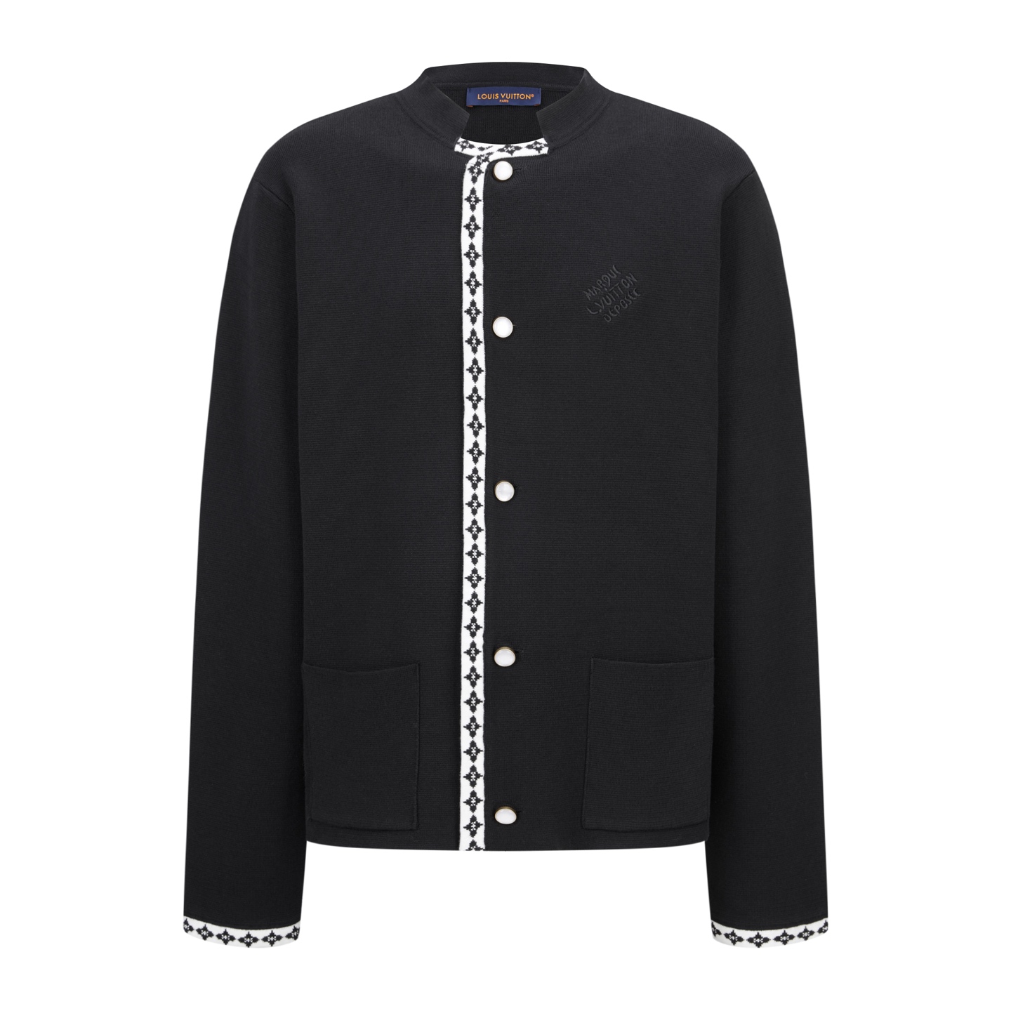 Louis Vuitton Wool Blend Monogram Trim Knit Jacket - Black Academia Style 1 i1756449703711 7658 0 0