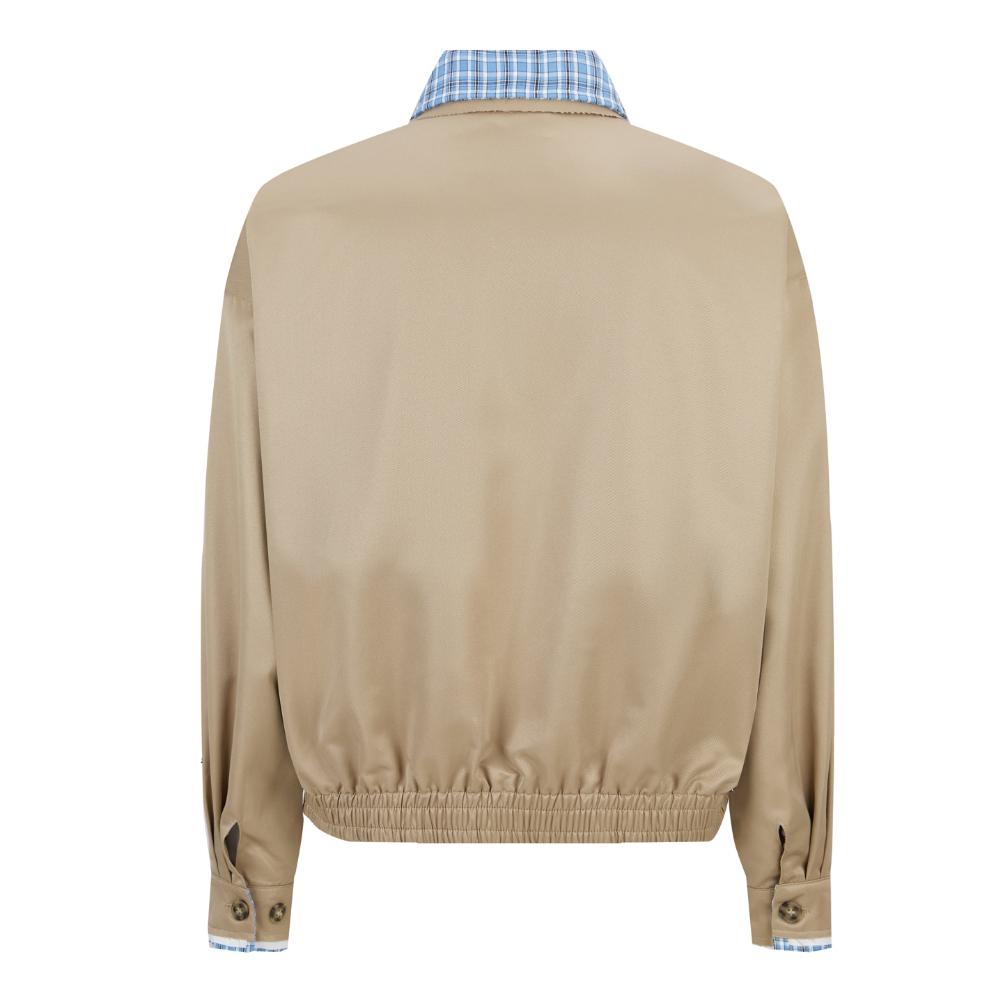 。MiuMiu 格子拼接刺绣拉链夹克面料：采用丝光纯棉布，该款面料原版定织定染，材料采用丝光纱线混合织成