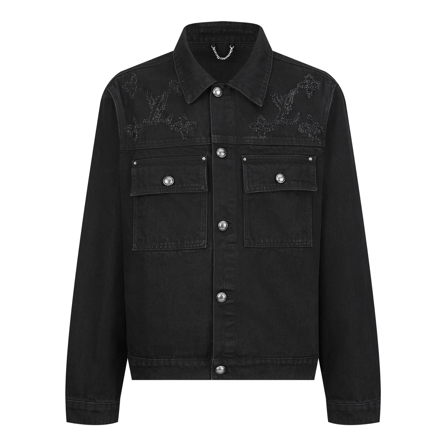 P305 Chaqueta vaquera deshilachada lavada LOUIS VUITTON donde: Confeccionada en algodón denim 7*7, la superficie azul p…