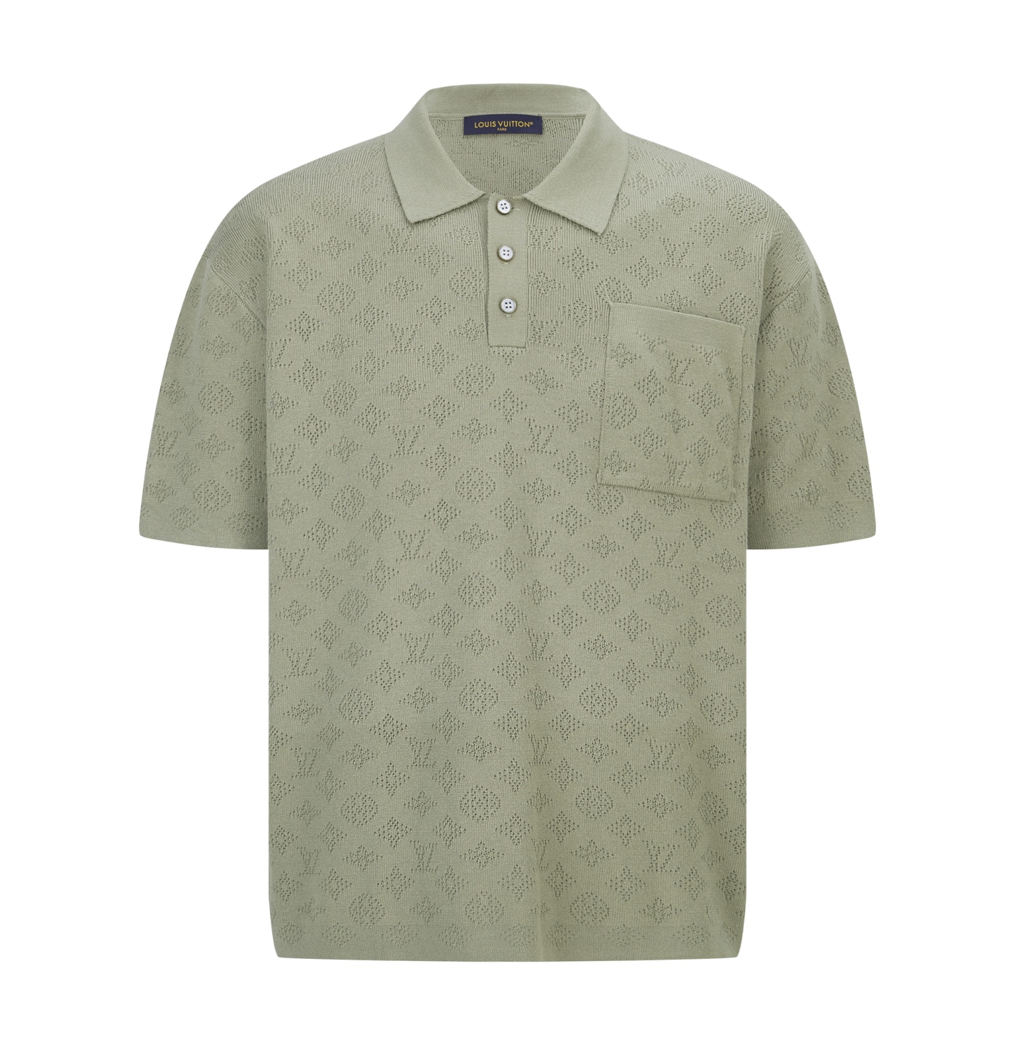 P135 LOUIS VUITTON Jersey de punto calado con logo. Tejido: 100% algodón. [Teñido a medida] Proceso: máquina de tejer d…