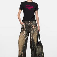 ACNE STUDIOS 印花泥染做旧牛仔裤面料:采用12盎10*7斜纹牛仔纯绵布。工艺:印花采用3D直 ACNE STUDIOS 印花泥染做旧牛仔裤面料:采用12盎10*7斜纹牛仔纯绵布。工艺:印花采用3D直