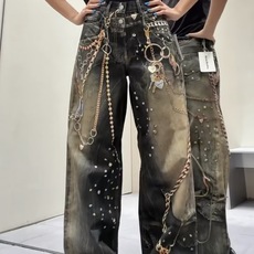 ACNE STUDIOS 印花泥染做旧牛仔裤面料:采用12盎10*7斜纹牛仔纯绵布。工艺:印花采用3D直 ACNE STUDIOS 印花泥染做旧牛仔裤面料:采用12盎10*7斜纹牛仔纯绵布。工艺:印花采用3D直