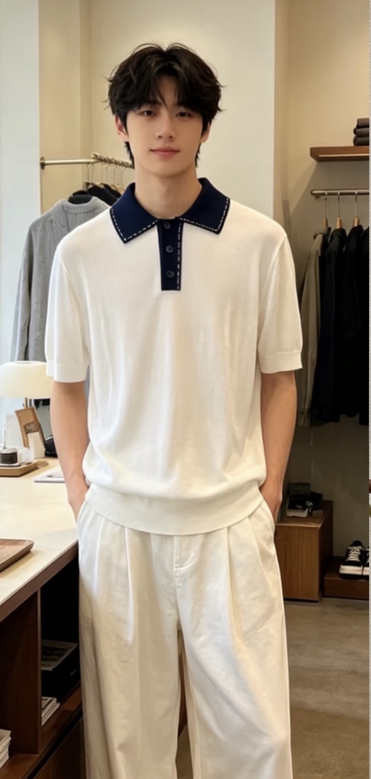 FENDI 提花标识针织POLO衫面料：采用90%粘胶纤维，5%氨纶，5%锦纶。辅料：采用定染配色牛角扣