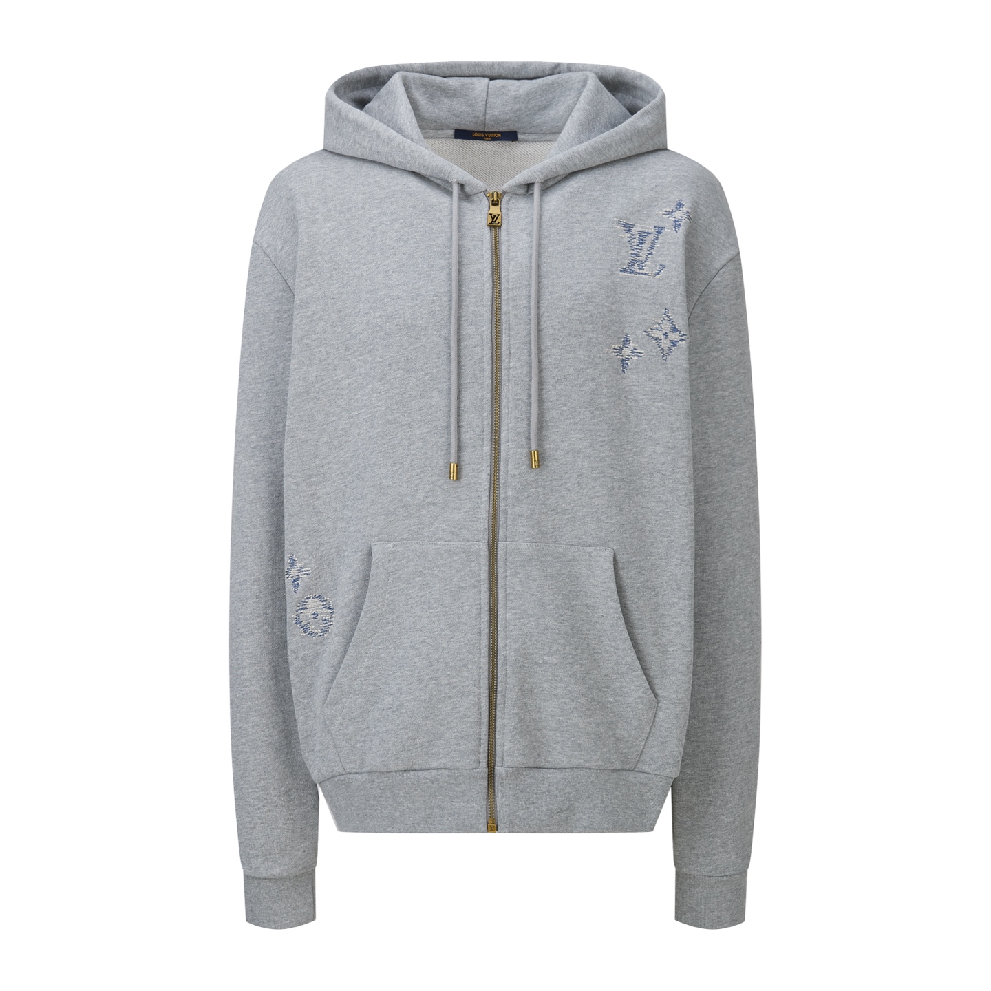P220 LOUIS VUITTON Sudadera con capucha y cremallera con bordado de líneas. Tejido: 480 g de punto de rizo doble, 100% …