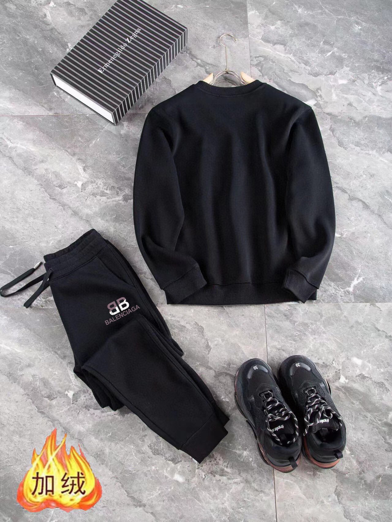 Balenciaga 品牌：巴黎世家 (加绒加厚)2026秋冬款新品 明星最爱时装味休闲套装