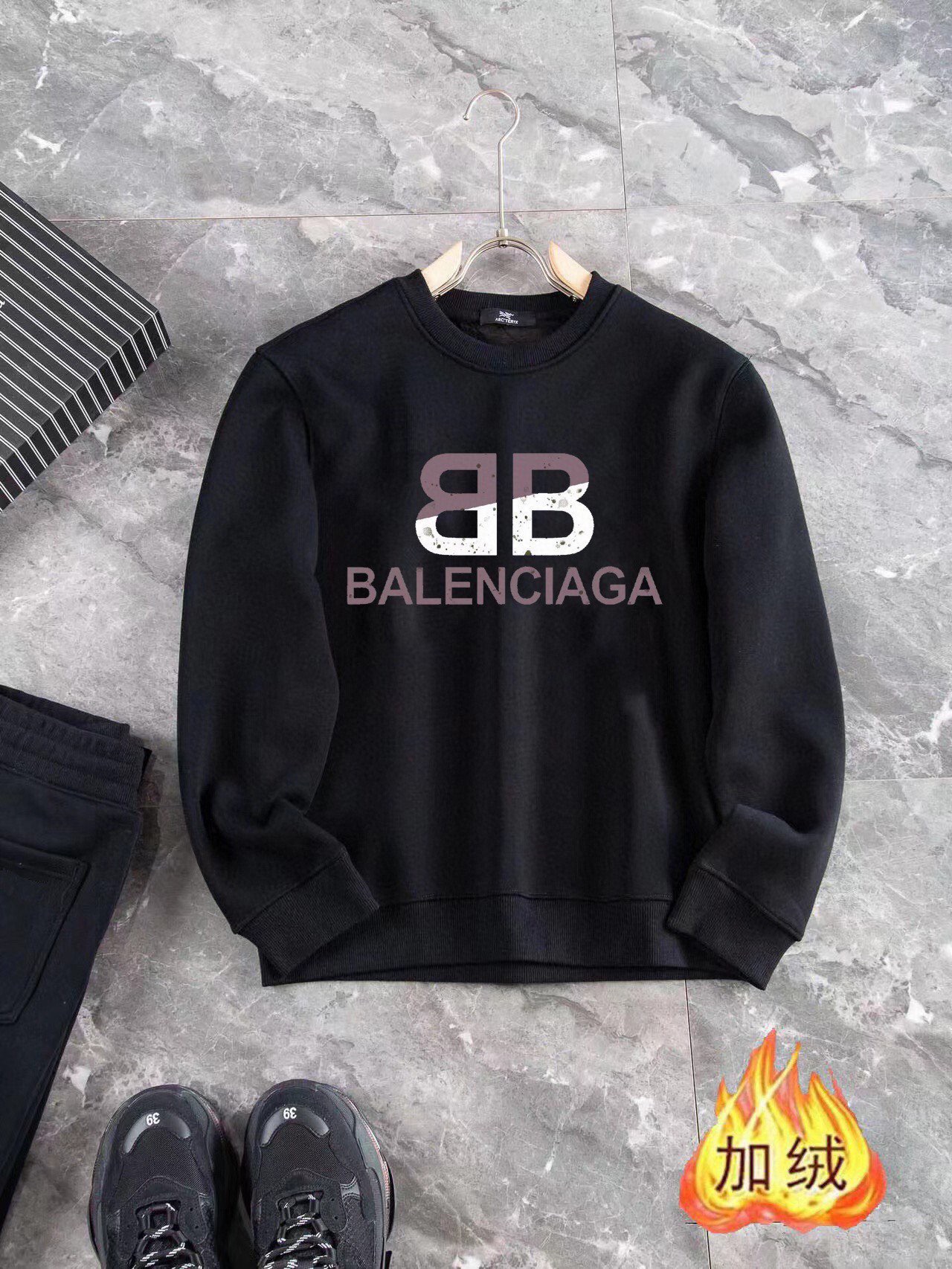 Balenciaga 品牌：巴黎世家 (加绒加厚)2026秋冬款新品 明星最爱时装味休闲套装