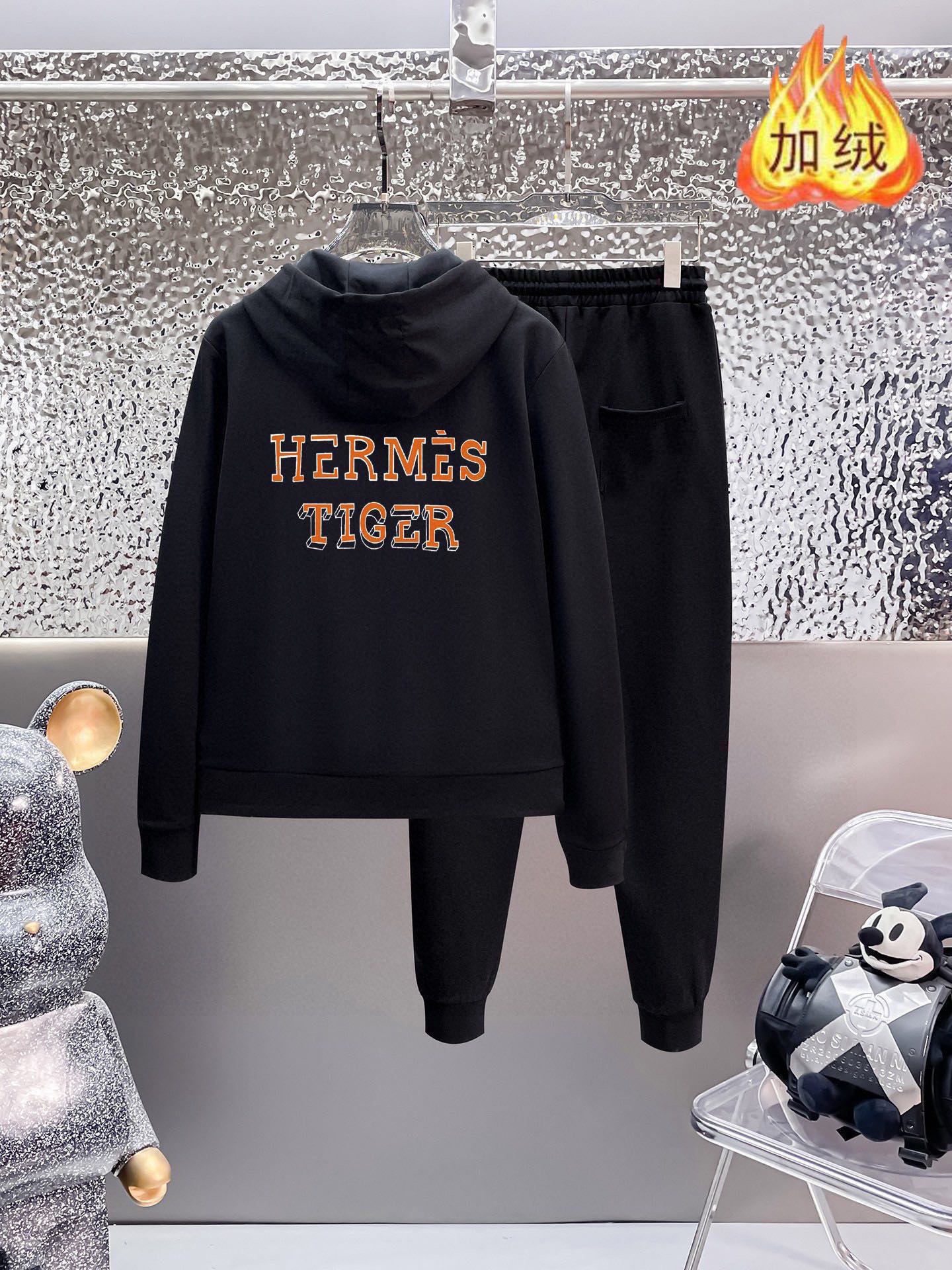Hermès 品牌: 爱马仕 (加绒加厚)2026早春款新品 明星最爱时装味休闲套装