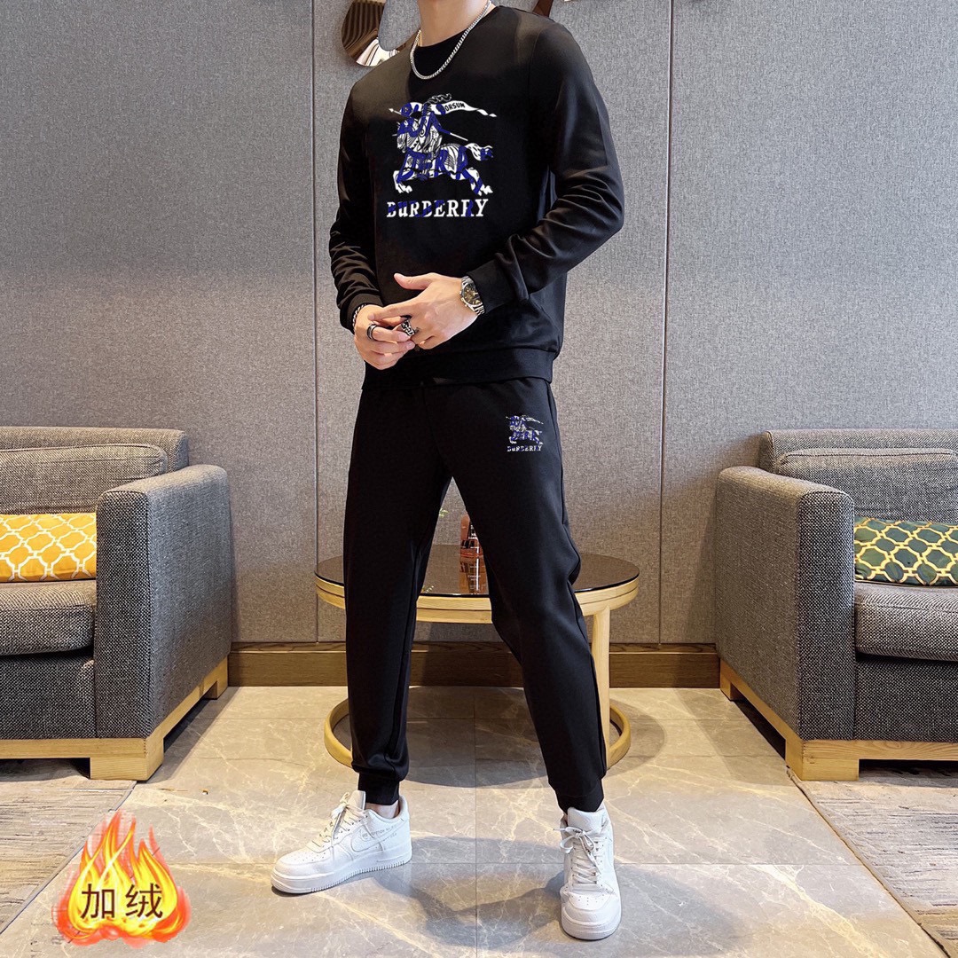 Burberry 品牌：巴宝莉 (加绒加厚)2026秋冬款新品 明星最爱时装味休闲套装