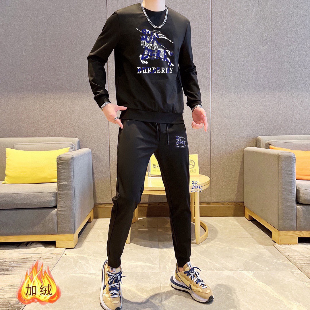 Burberry 品牌：巴宝莉 (加绒加厚)2026秋冬款新品 明星最爱时装味休闲套装