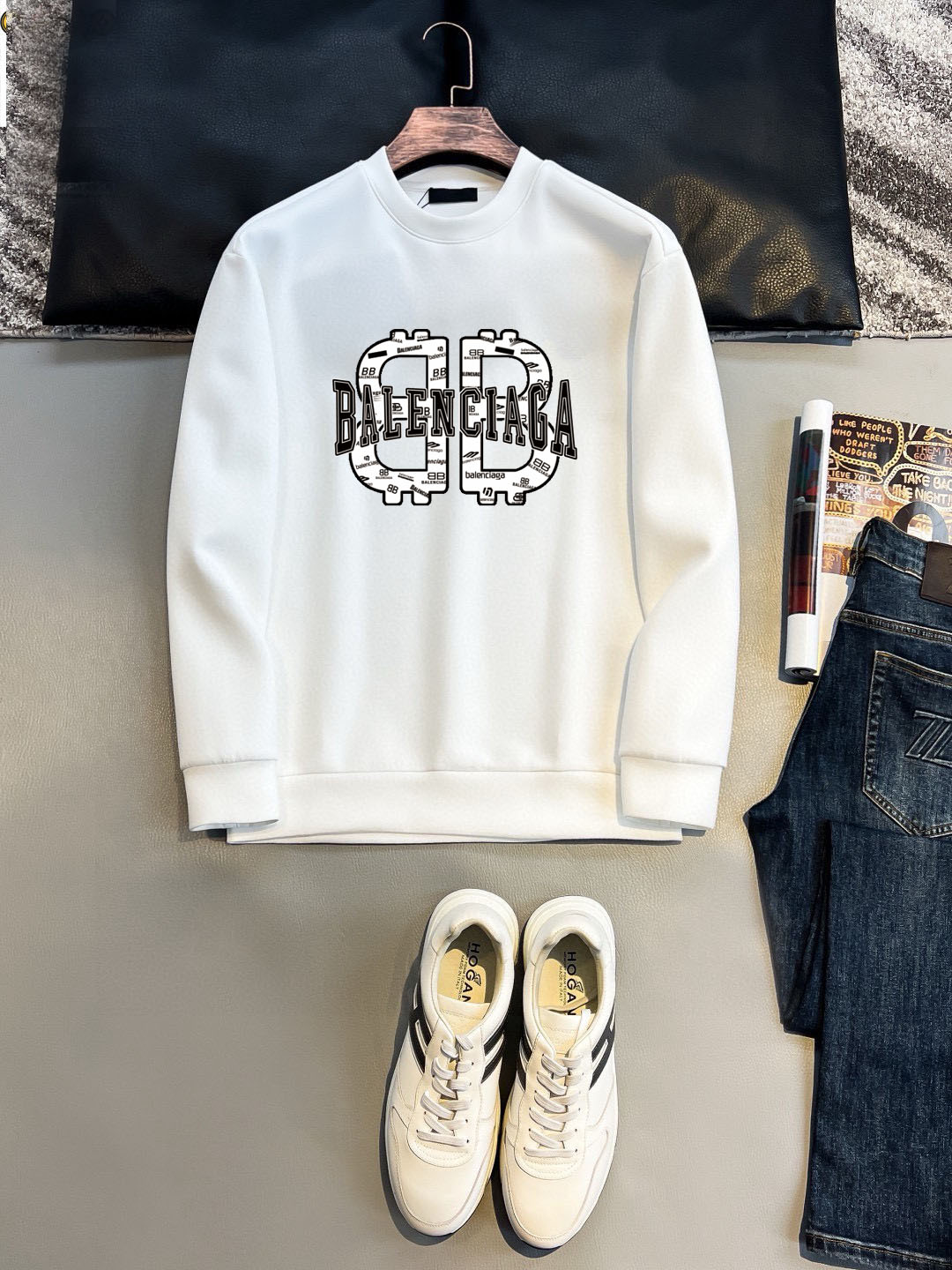P100 Marca: Balenciaga (Fat Man Gospel) 2026ss última sudadera de manga larga y cuello redondo a principios de primaver…