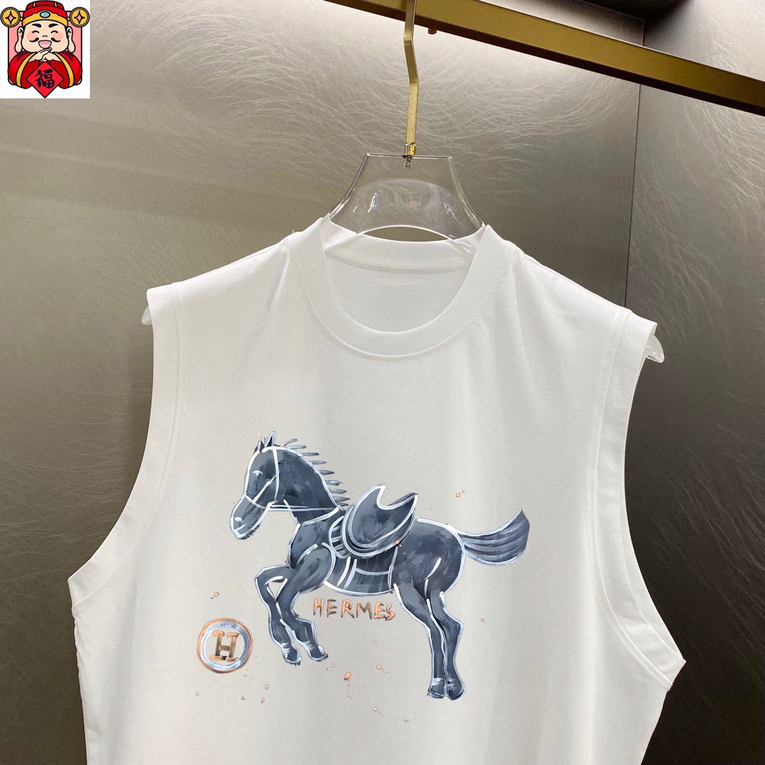 Hermès 品牌：爱马仕 2026夏季新品背心T袖 简约款式 任何人都可以轻松驾驶 进口定制丝光棉面料 手软舒适有型 吸汗透气