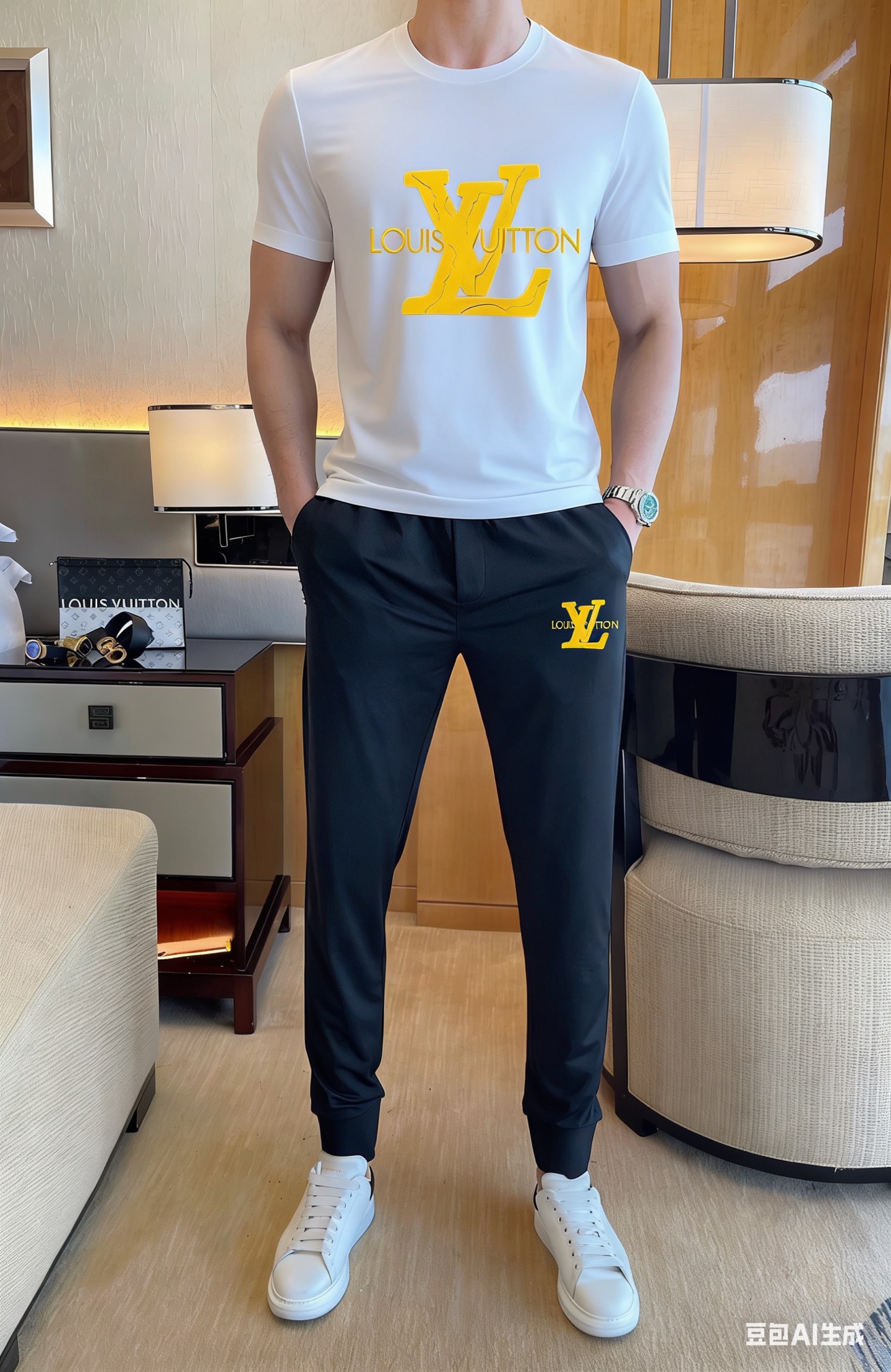 Unknown 品牌：LV 2026新款男士短袖短裤套装 销售 市面高端版本 手感细腻柔软 让你穿着更加舒适 立体裁剪版型超赞 尺码:M-5XL下单请报身高体重
