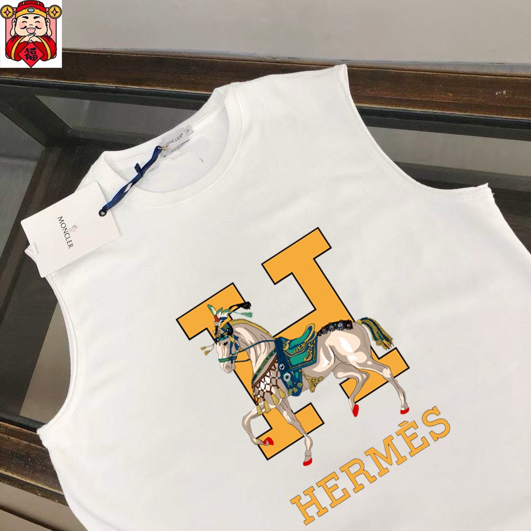 Hermès 品牌：爱马仕 2026夏季新品背心T袖 简约款式 任何人都可以轻松驾驶 进口定制丝光棉面料 手软舒适有型 吸汗透气