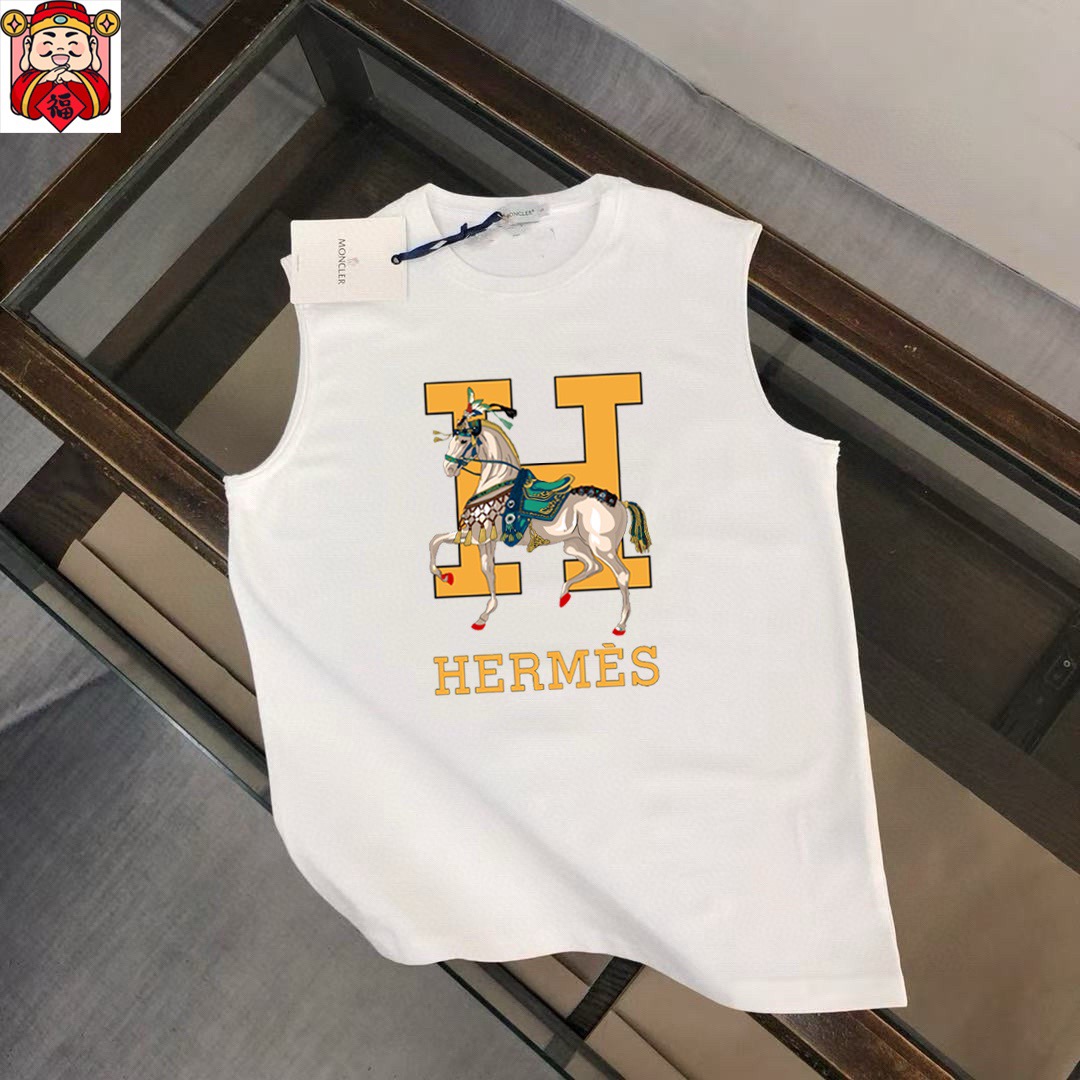 Hermès 品牌：爱马仕 2026夏季新品背心T袖 简约款式 任何人都可以轻松驾驶 进口定制丝光棉面料 手软舒适有型 吸汗透气