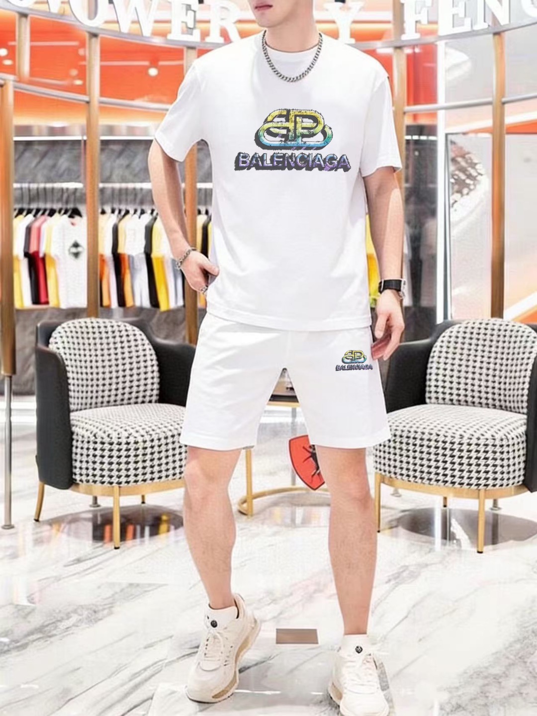 Balenciaga 品牌：巴黎世家 2026新款男士短袖短裤套装 销售 市面高端版本 手感细腻柔软 让你穿着更加舒适 立体裁剪版型超赞 尺码:M-5XL下单请报身高体重