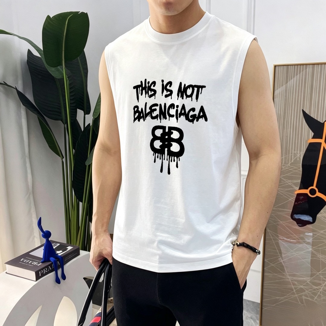 Balenciaga 品牌：巴黎世家 2026夏季新品背心T袖 简约款式 任何人都可以轻松驾驶 进口定制丝光棉面料 手软舒适有型 吸汗透气