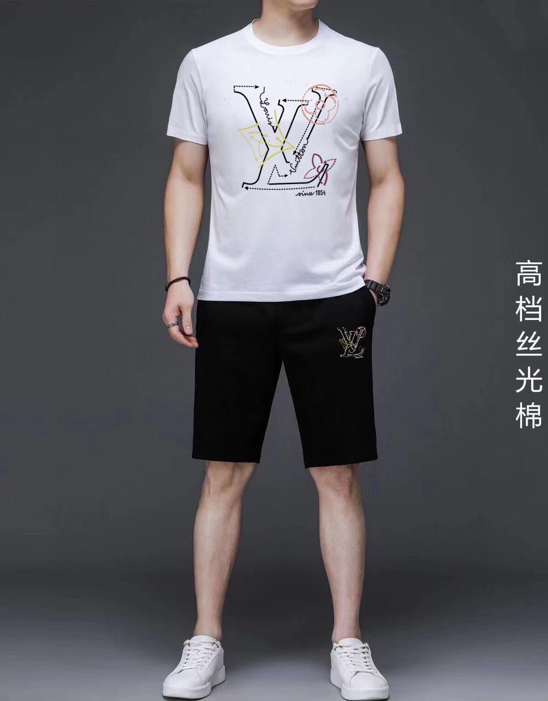 Louis Vuitton 品牌: LV 2026新款男士短袖短裤套装 销售 市面高端版本 手感细腻柔软 让你穿着更加舒适 立体裁剪版型超赞 尺码:M-5XL下单请报身高体重