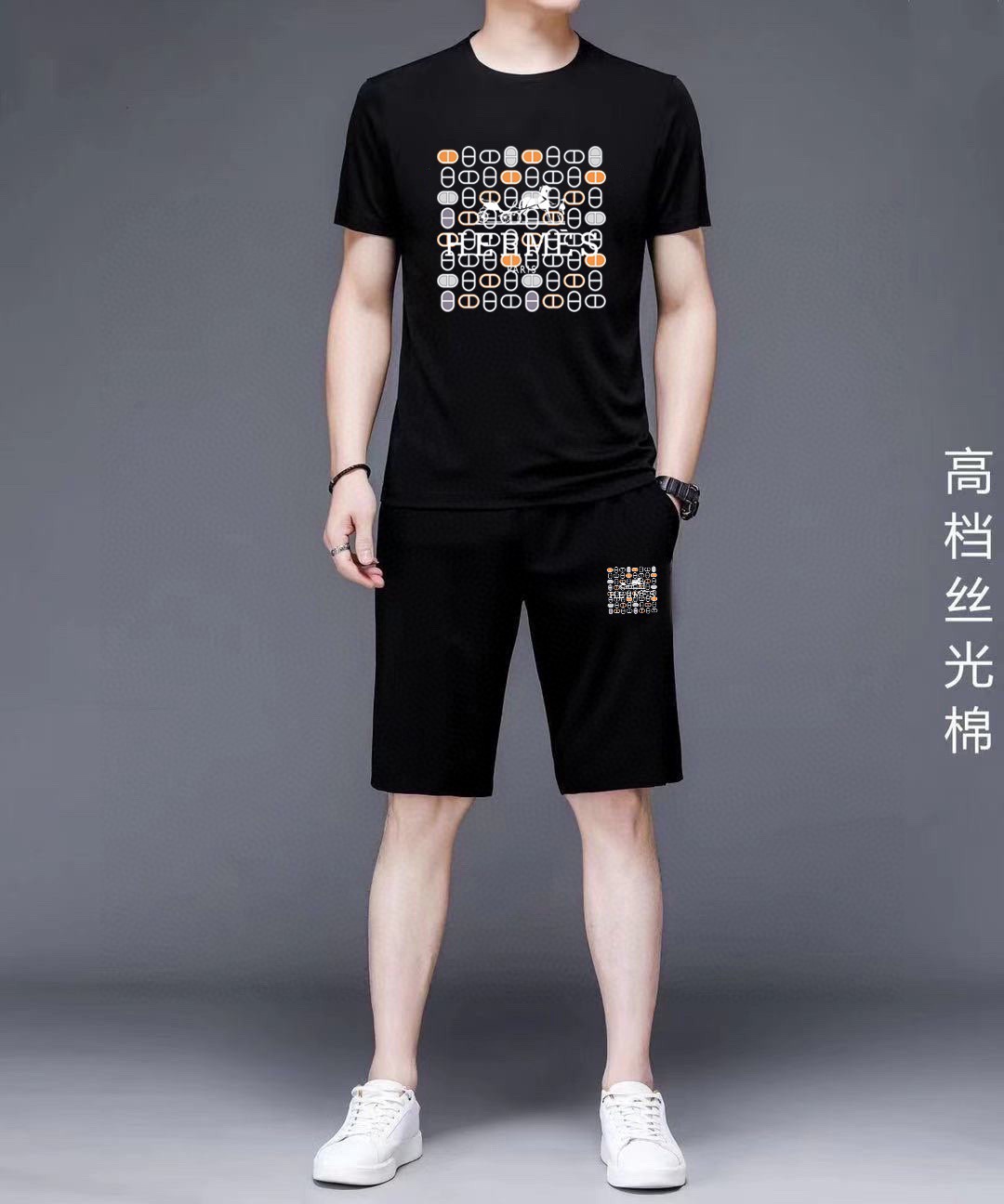 Hermès 品牌: 爱马仕 2026新款男士短袖短裤套装 销售 市面高端版本 手感细腻柔软 让你穿着更加舒适 立体裁剪版型超赞 尺码:M-5XL下单请报身高体重