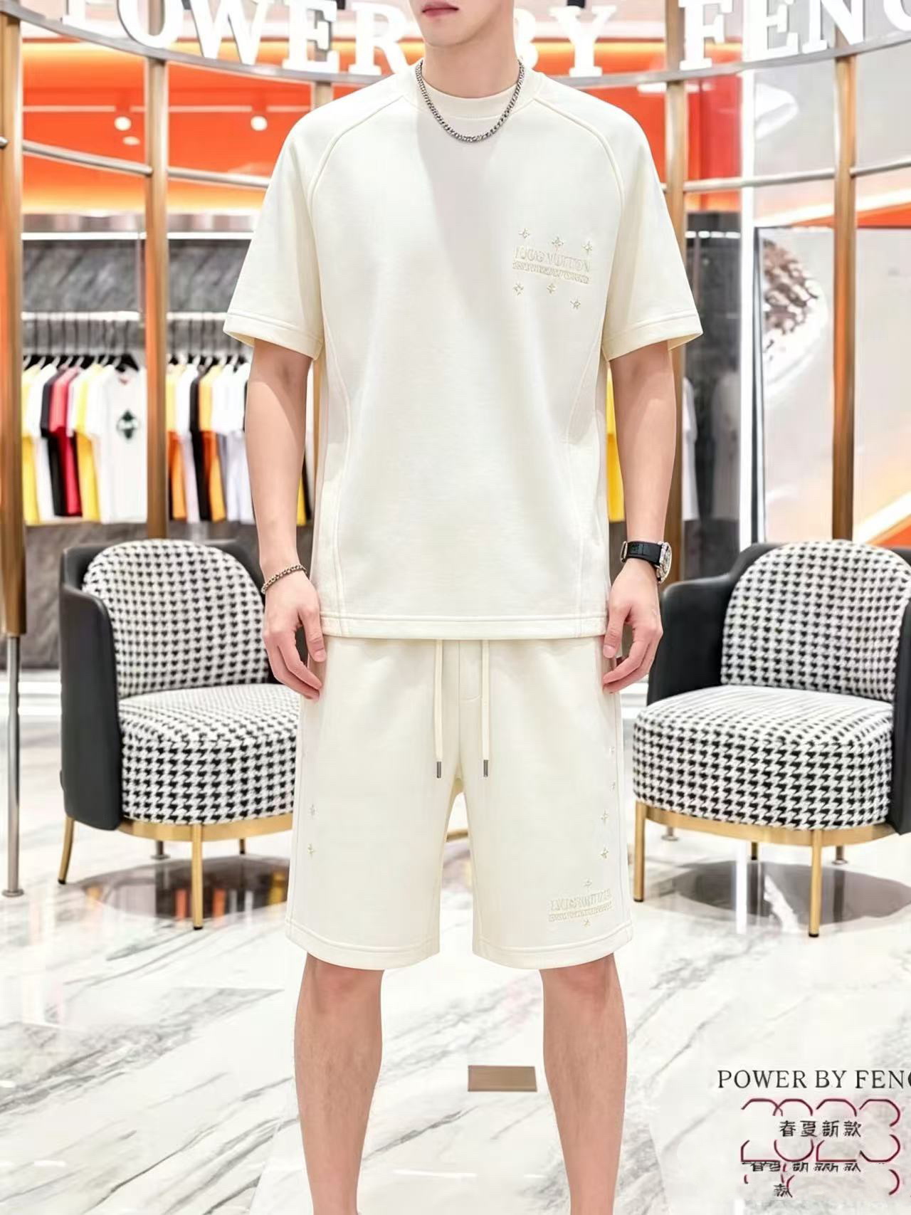 P290 Marca: LV 2026 último estilo de verano, mismo estilo para hombres y mujeres, traje de pantalones cortos de camiset…