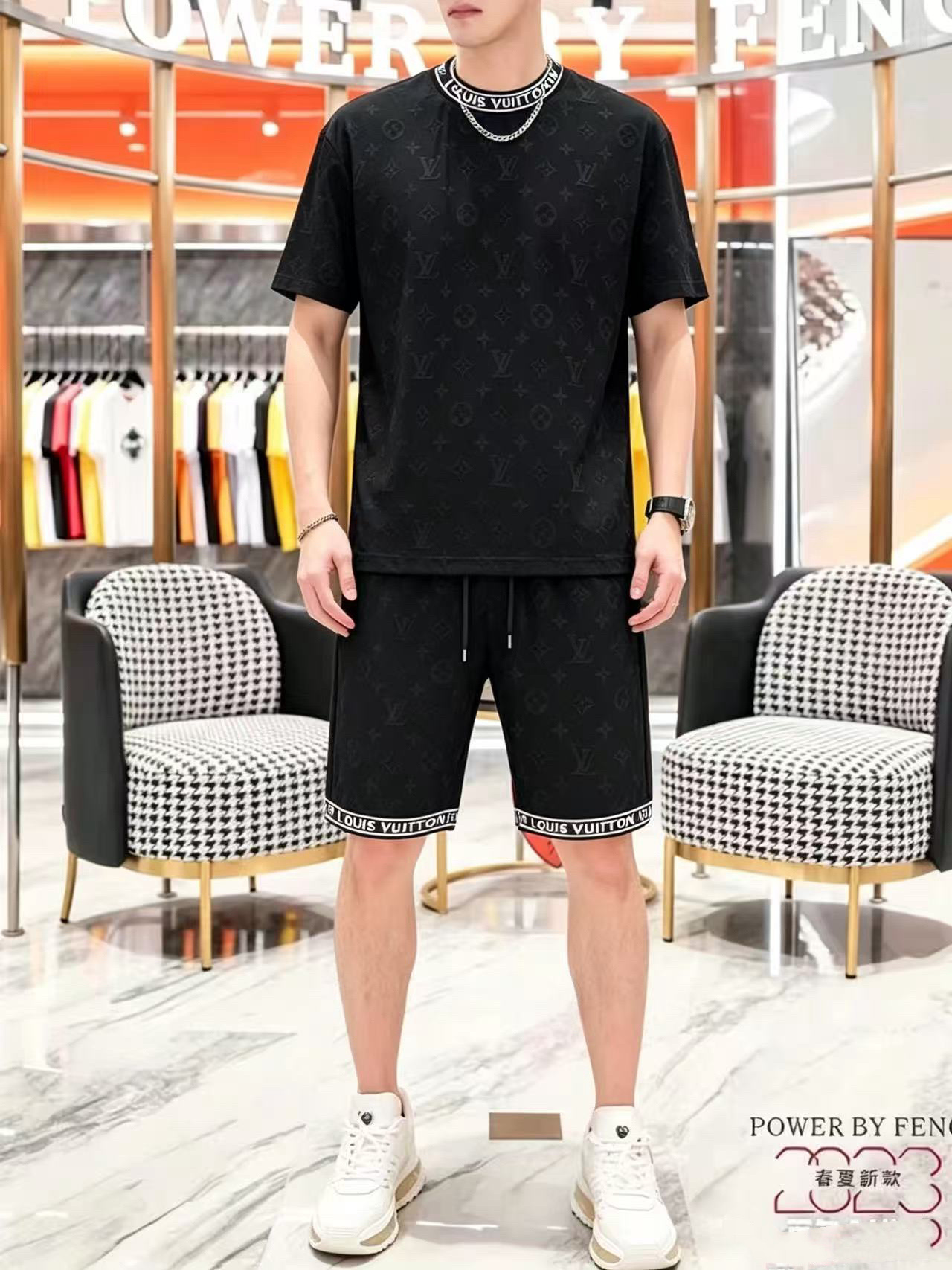 P290 Marca: LV 2026 último estilo de verano, mismo estilo para hombres y mujeres, traje de pantalones cortos de camiset…