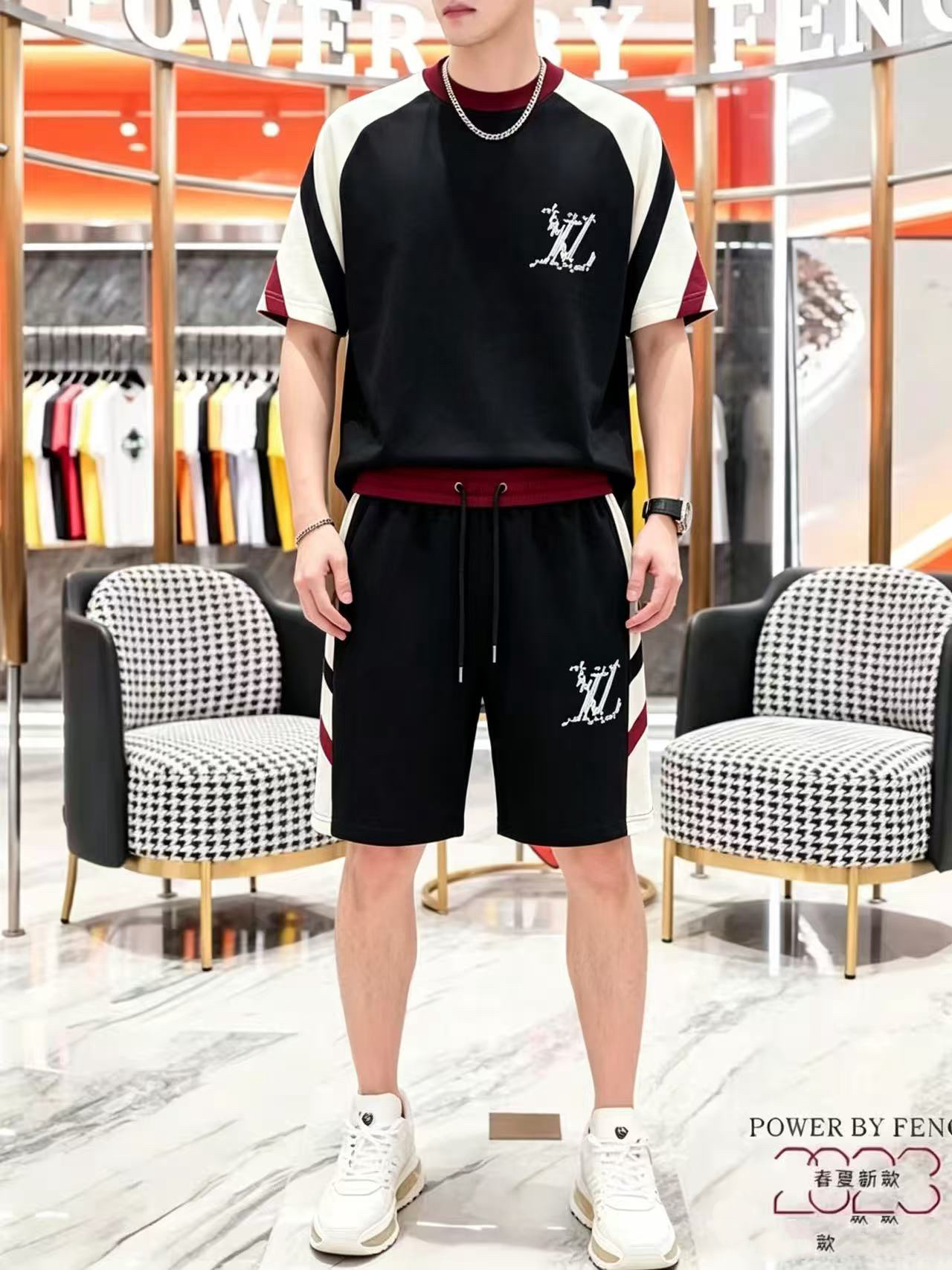 P290 Marca: LV 2026 último estilo de verano, mismo estilo para hombres y mujeres, traje de pantalones cortos de camiset…
