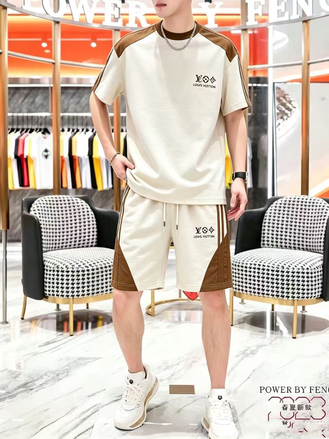 P290 Marca: LV 2026 último estilo de verano, mismo estilo para hombres y mujeres, traje de pantalones cortos de camiset…