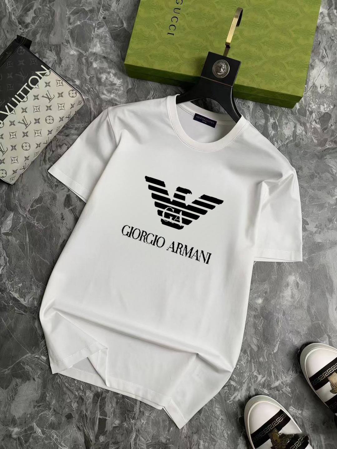 P70 Marca: Armani (bendición para gorditos) Camiseta de manga corta casual para hombre original, nueva primav…