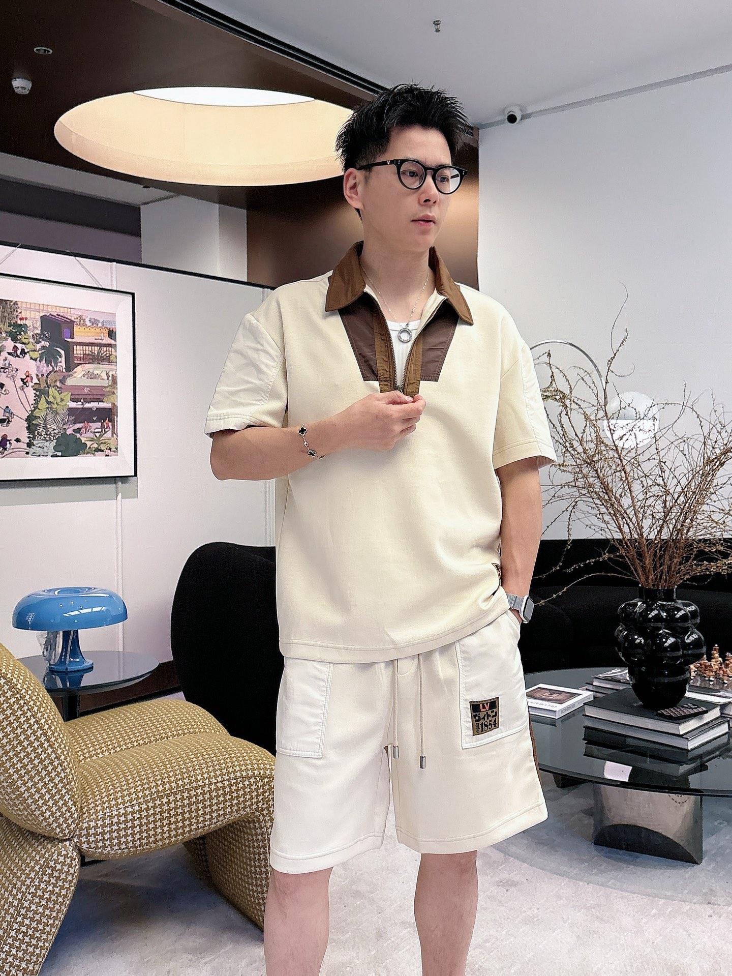 P290 Marca: LV 2026 último estilo de verano, mismo estilo para hombres y mujeres, traje de pantalones cortos de camiset…