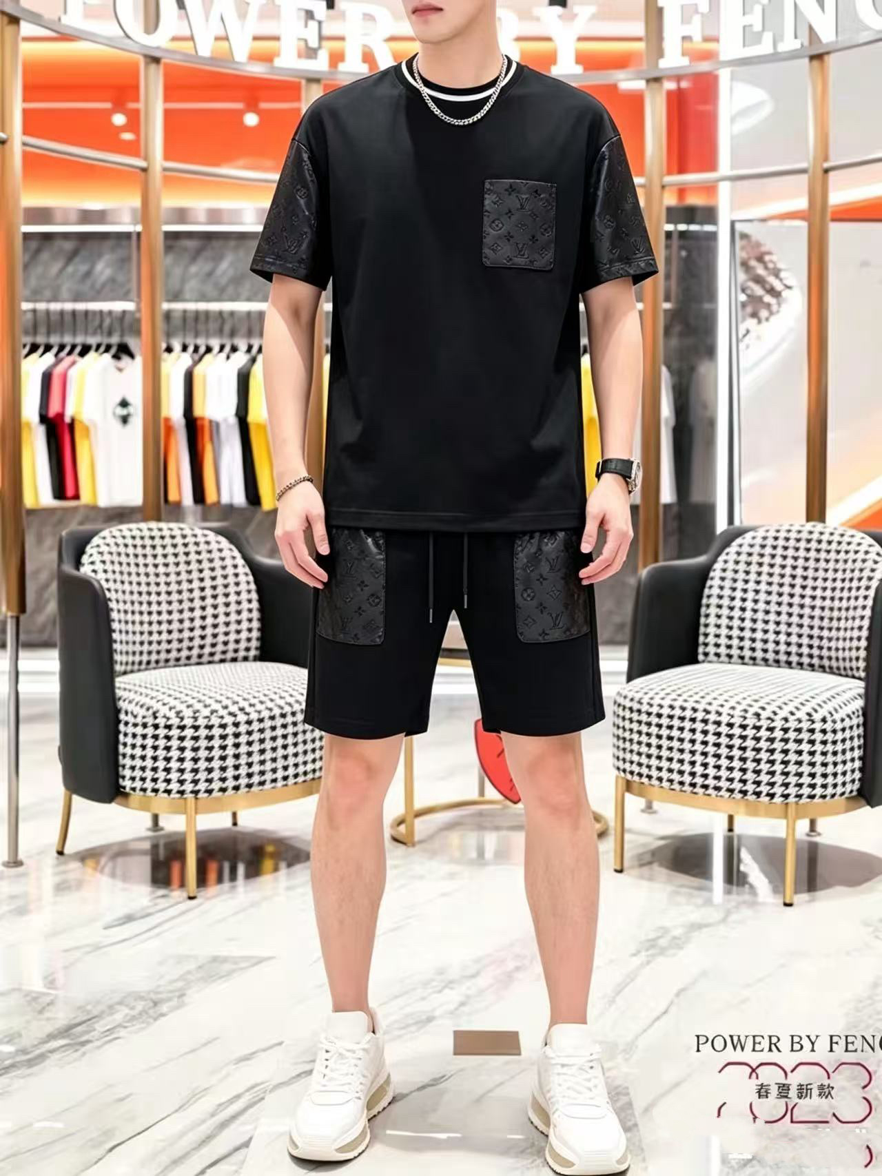 P290 Marca: LV 2026 último estilo de verano, mismo estilo para hombres y mujeres, traje de pantalones cortos de camiset…