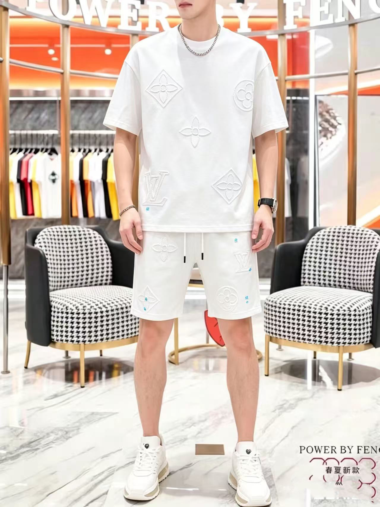 P290 Marca: LV 2026 último estilo de verano, mismo estilo para hombres y mujeres, traje de pantalones cortos de camiset…