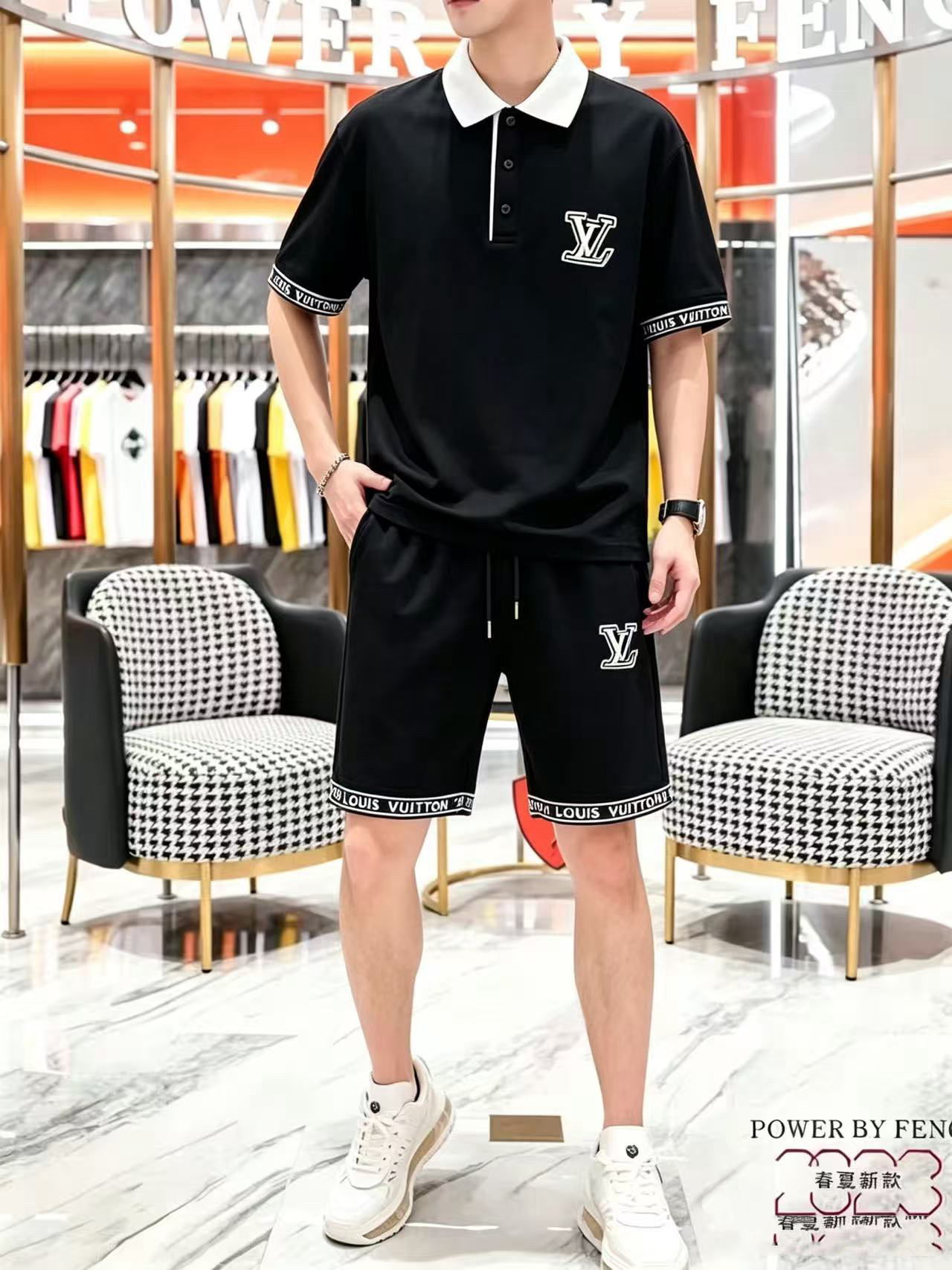 P290 Marca: LV 2026 último estilo de verano, mismo estilo para hombres y mujeres, traje de pantalones cortos de camiset…
