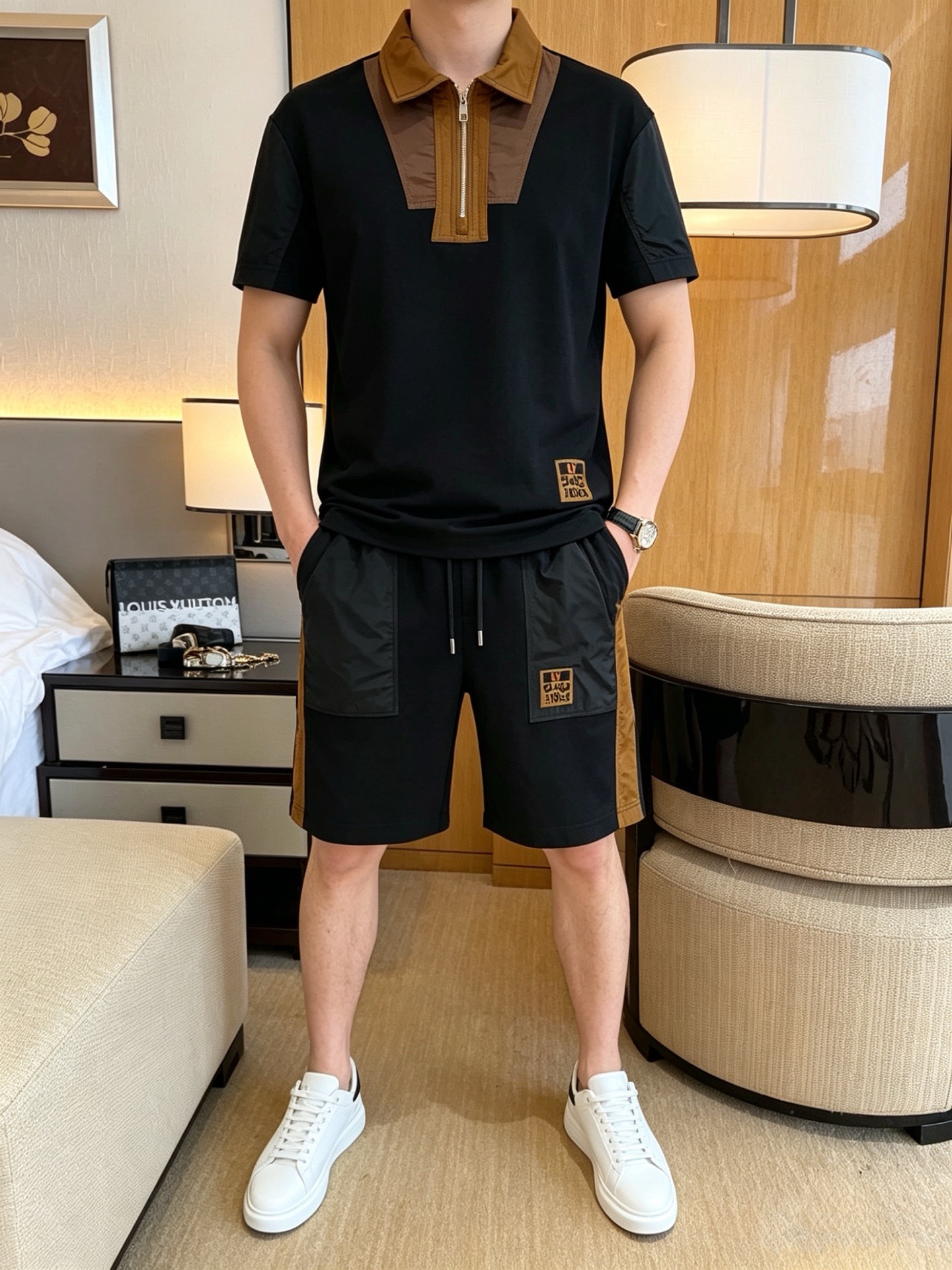 P290 Marca: LV 2026 último estilo de verano, mismo estilo para hombres y mujeres, traje de pantalones cortos de camiset…
