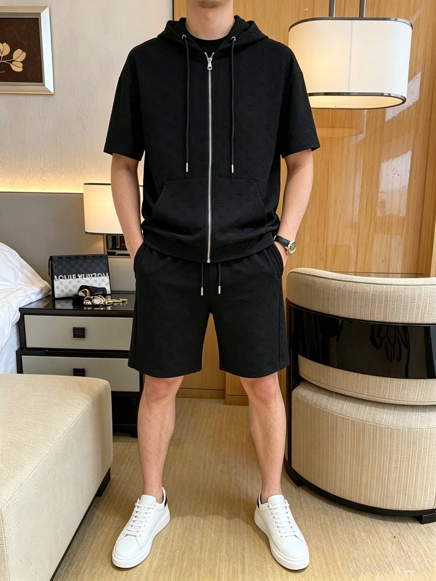 P290 Marca: LV 2026 último estilo de verano, mismo estilo para hombres y mujeres, traje de pantalones cortos de camiset…