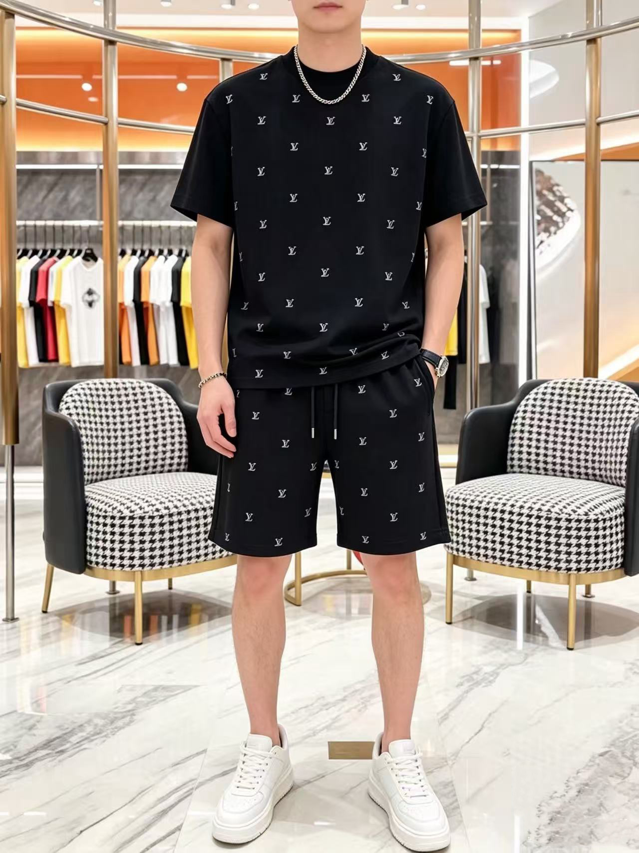 P290 Marca: LV 2026 último estilo de verano, mismo estilo para hombres y mujeres, traje de pantalones cortos de camiset…