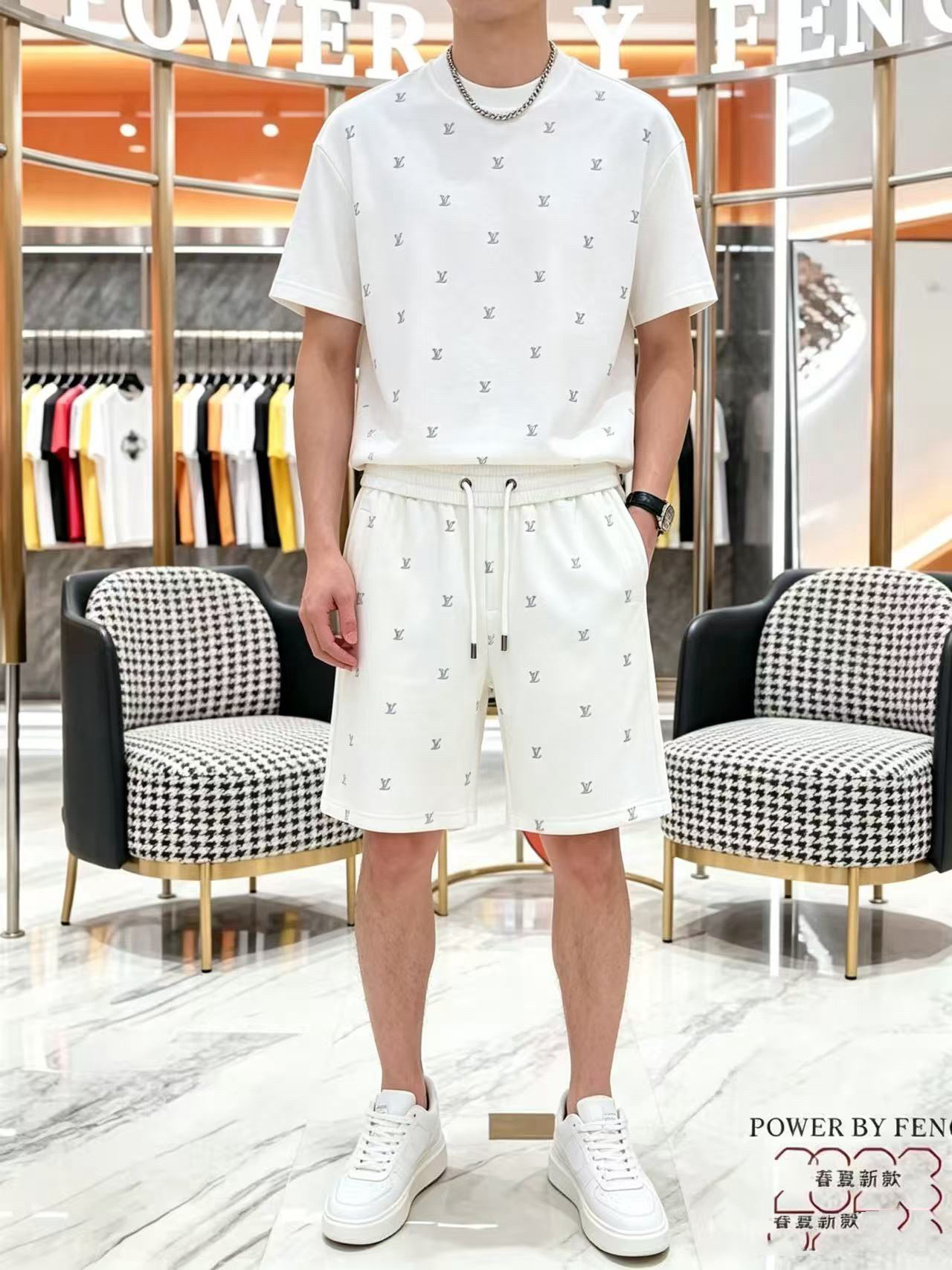 P290 Marca: LV 2026 último estilo de verano, mismo estilo para hombres y mujeres, traje de pantalones cortos de camiset…