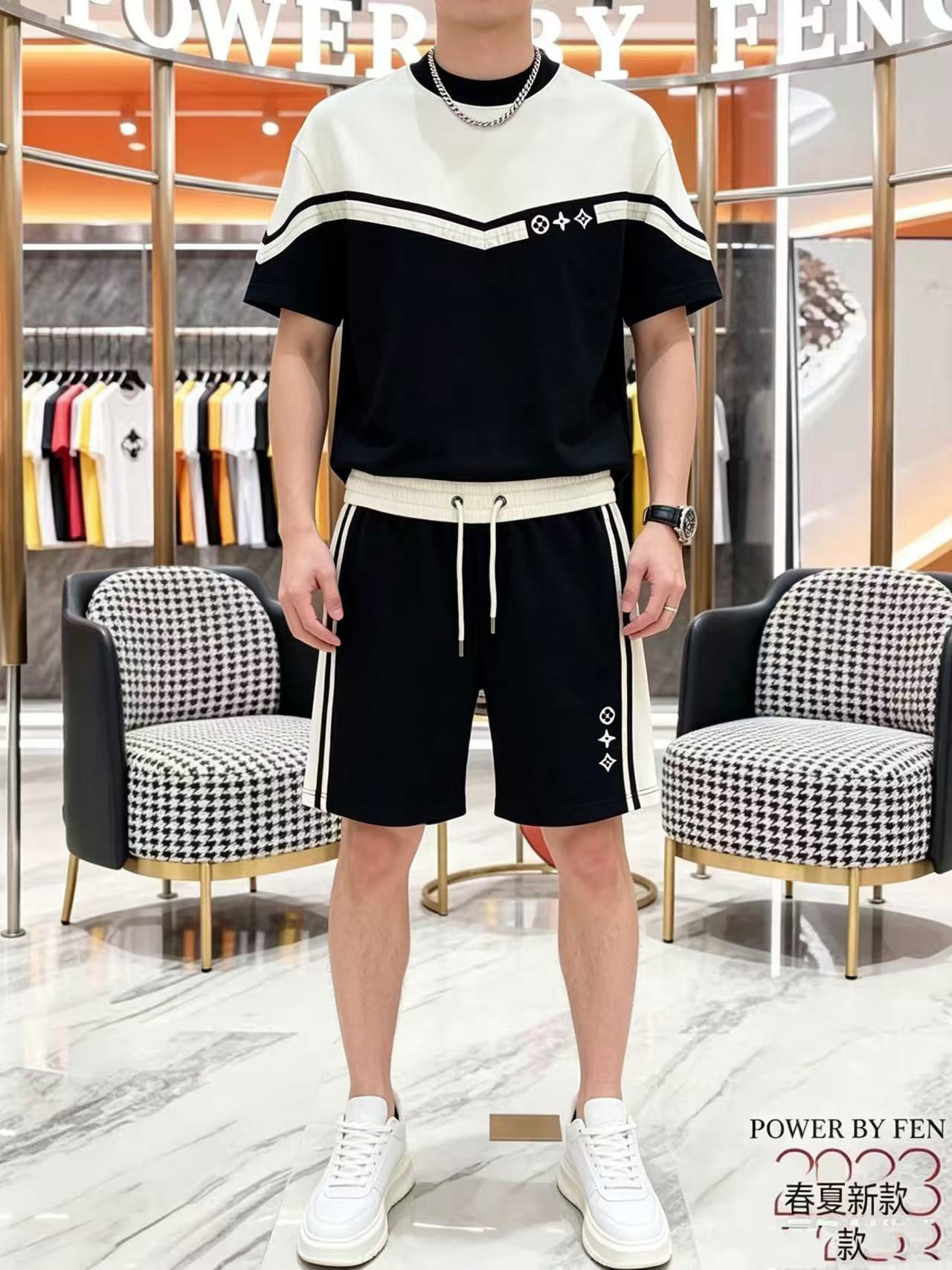 P290 Marca: LV 2026 último estilo de verano, mismo estilo para hombres y mujeres, traje de pantalones cortos de camiset…