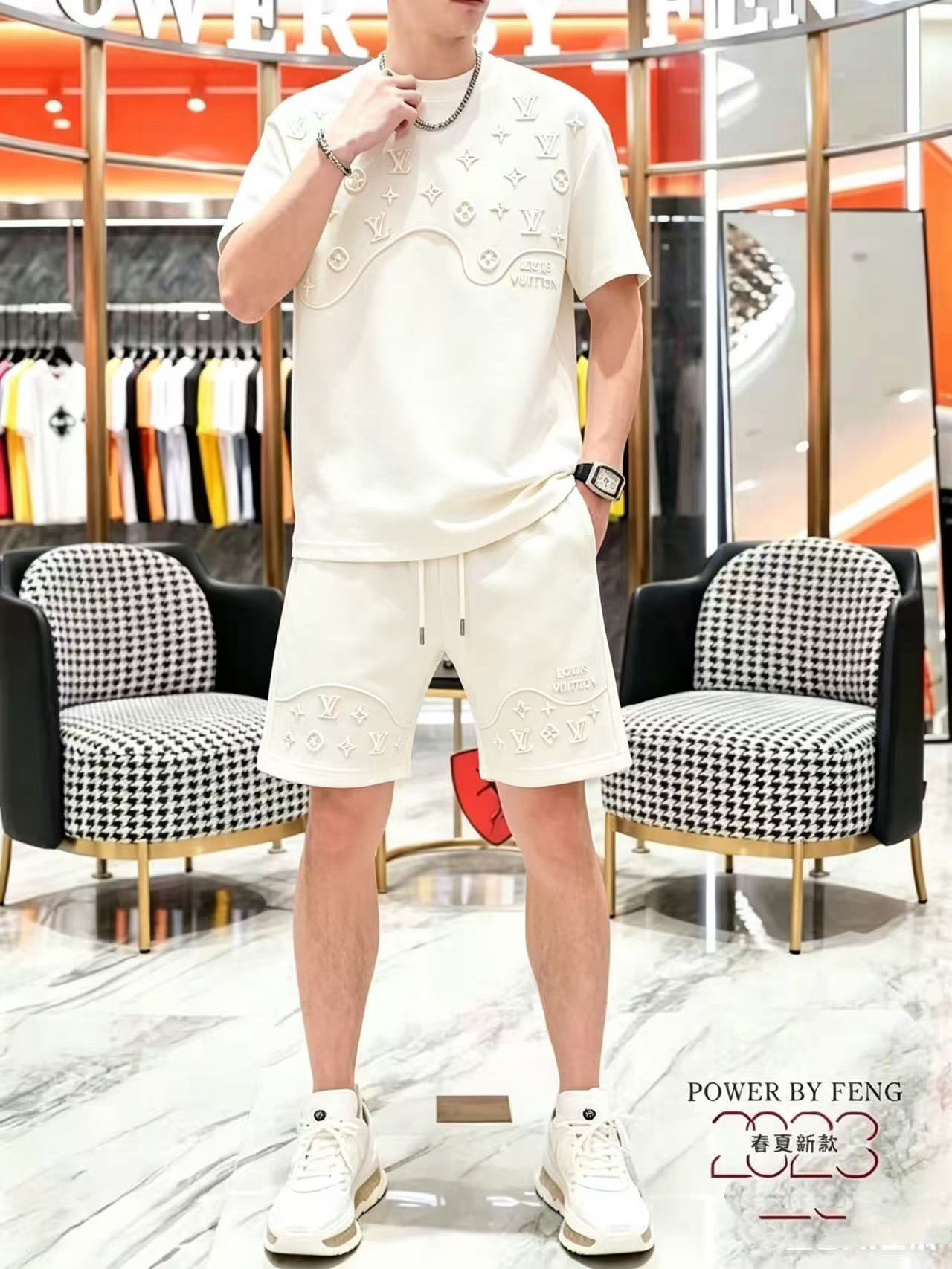 P290 Marca: LV 2026 último estilo de verano, mismo estilo para hombres y mujeres, traje de pantalones cortos de camiset…