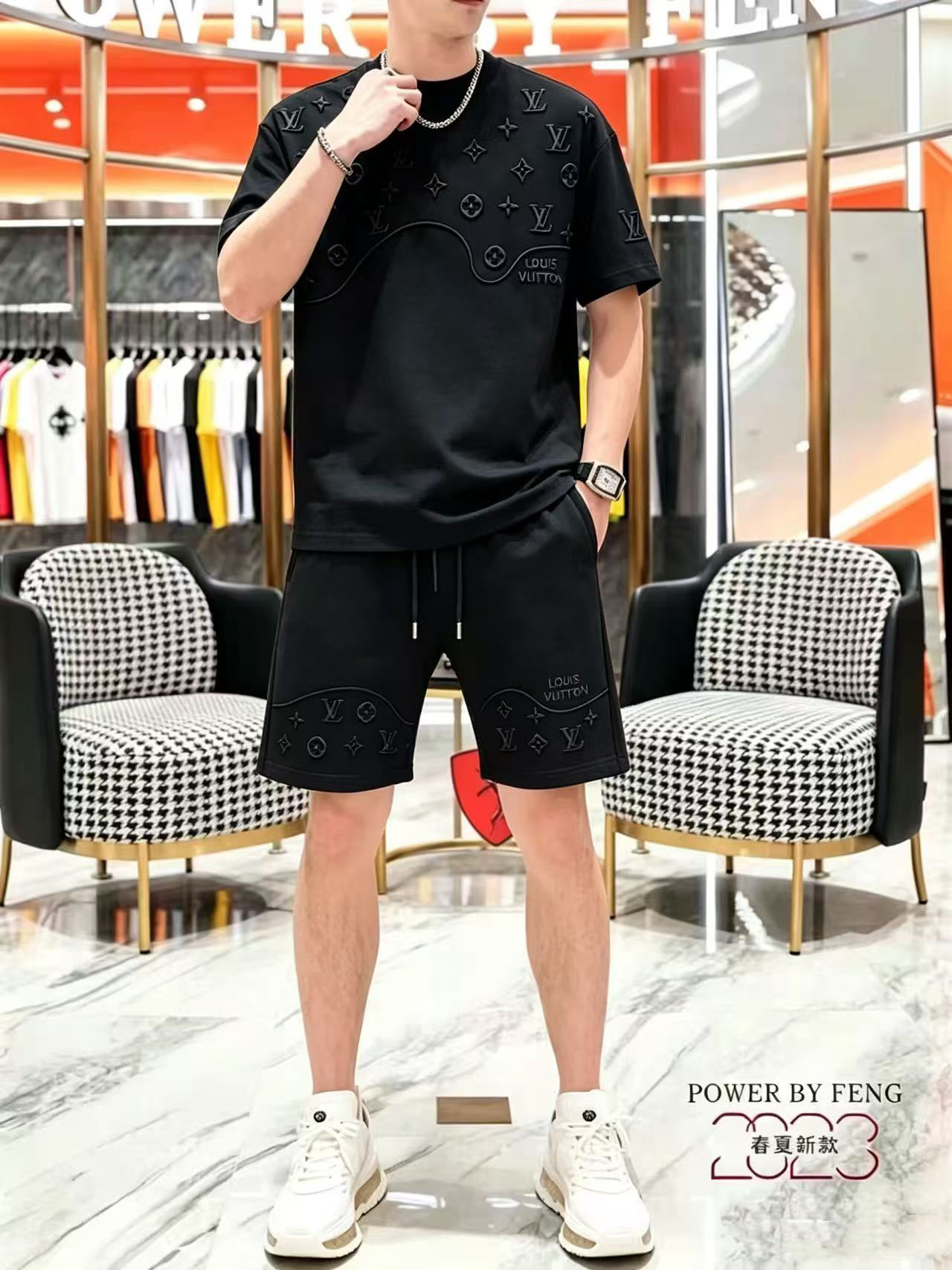 P290 Marca: LV 2026 último estilo de verano, mismo estilo para hombres y mujeres, traje de pantalones cortos de camiset…
