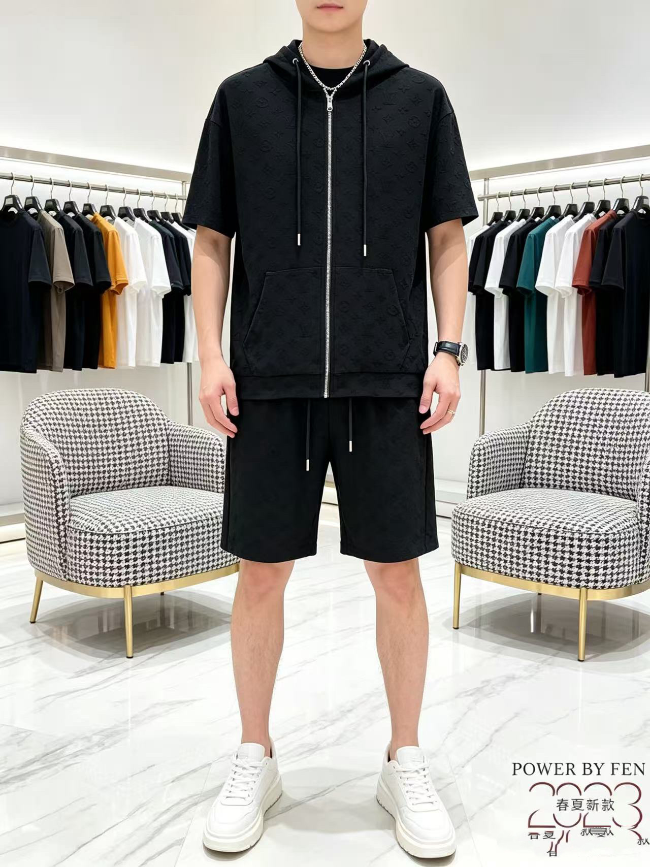 P290 Marca: LV 2026 último estilo de verano, mismo estilo para hombres y mujeres, traje de pantalones cortos de camiset…