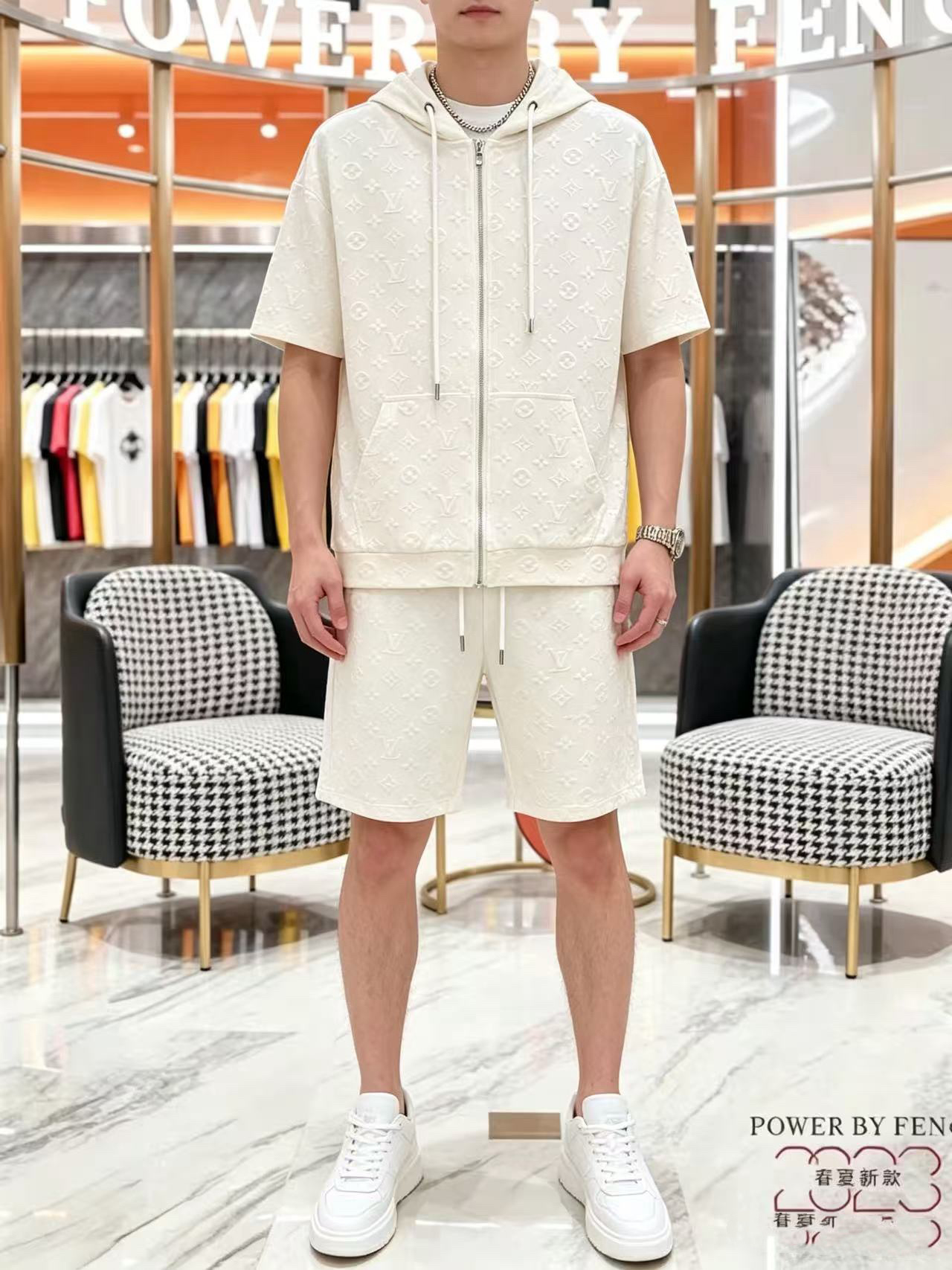 P290 Marca: LV 2026 último estilo de verano, mismo estilo para hombres y mujeres, traje de pantalones cortos de camiset…
