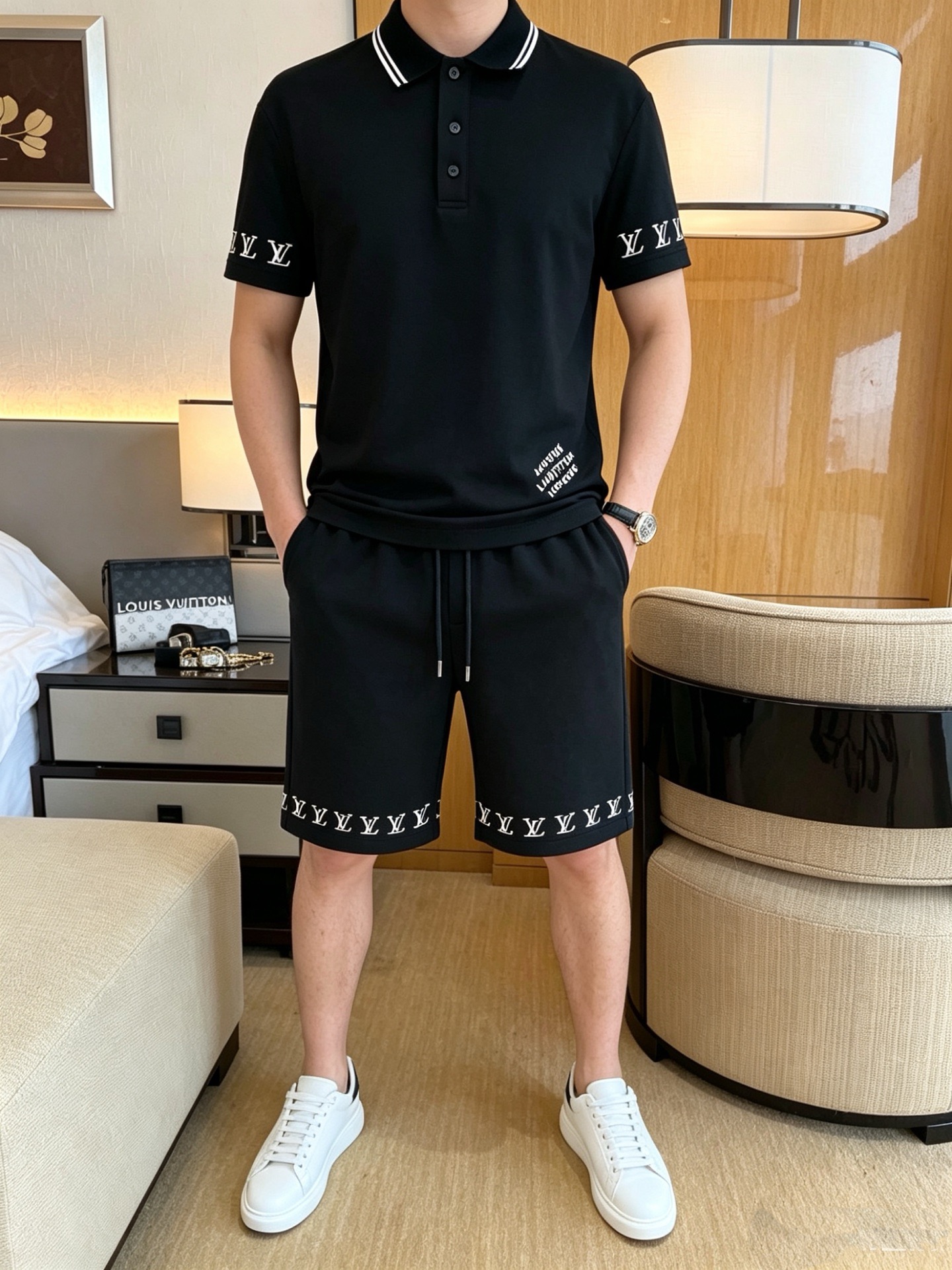 P290 Marca: LV 2026 último estilo de verano, mismo estilo para hombres y mujeres, traje de pantalones cortos de camiset…