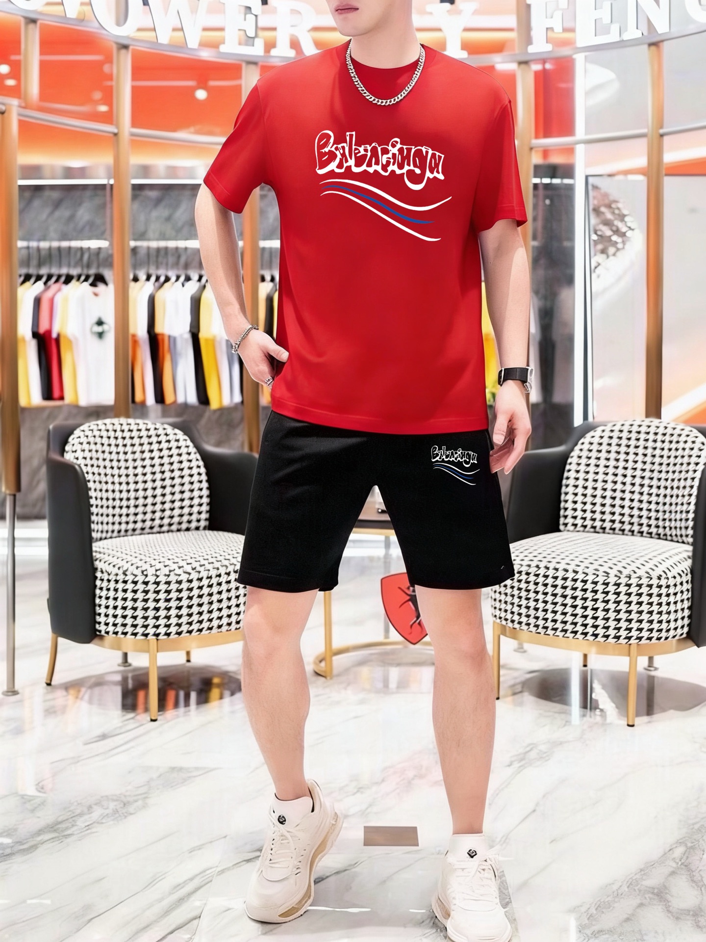 P120 Marca: Balenciaga ¡Nuevo traje corto de manga corta para hombre 2026! ¡Ventas sincrónicas en el sitio web oficial!…