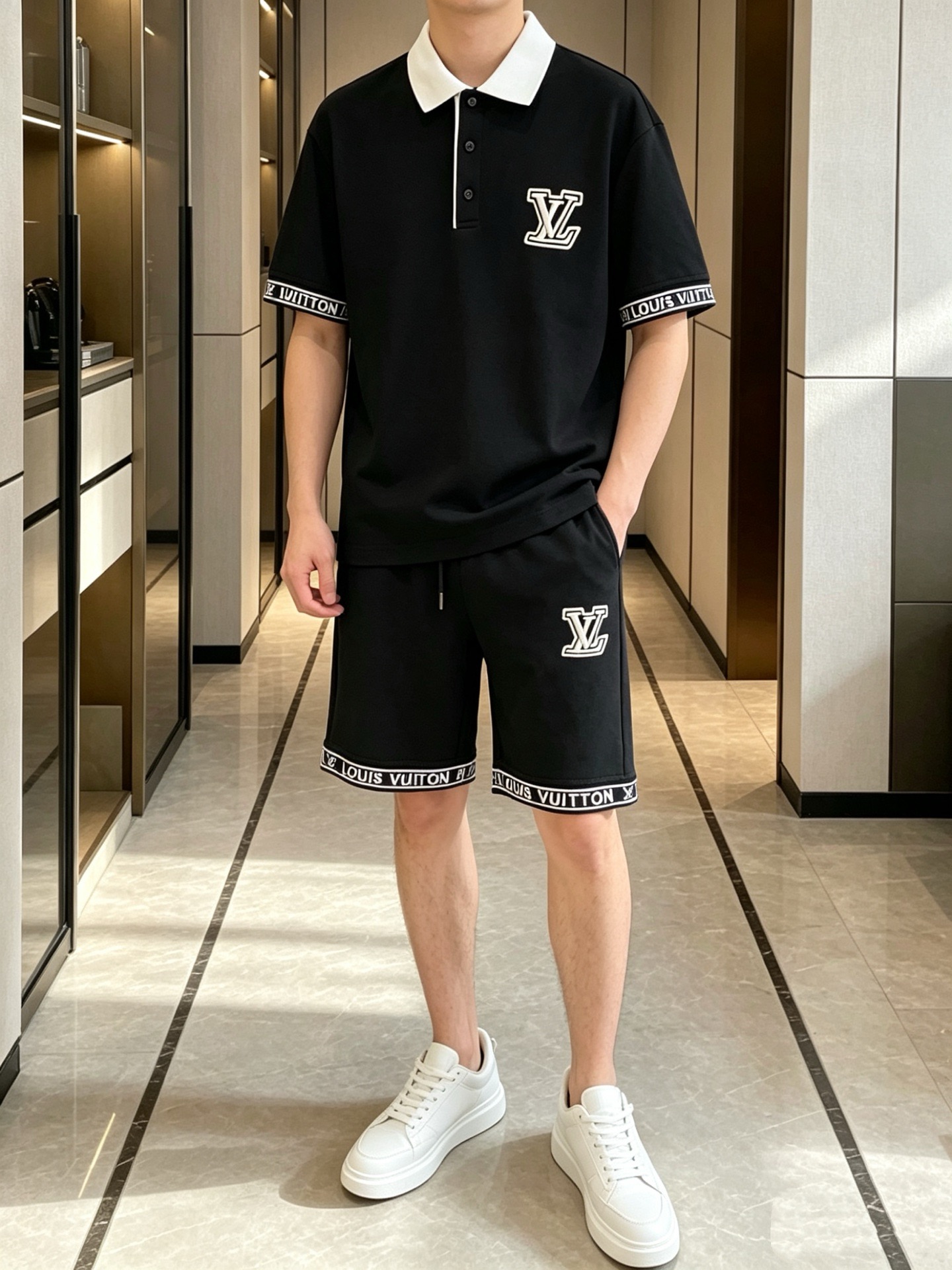 P290 Marca: LV 2026 último estilo de verano, mismo estilo para hombres y mujeres, traje de pantalones cortos de camiset…