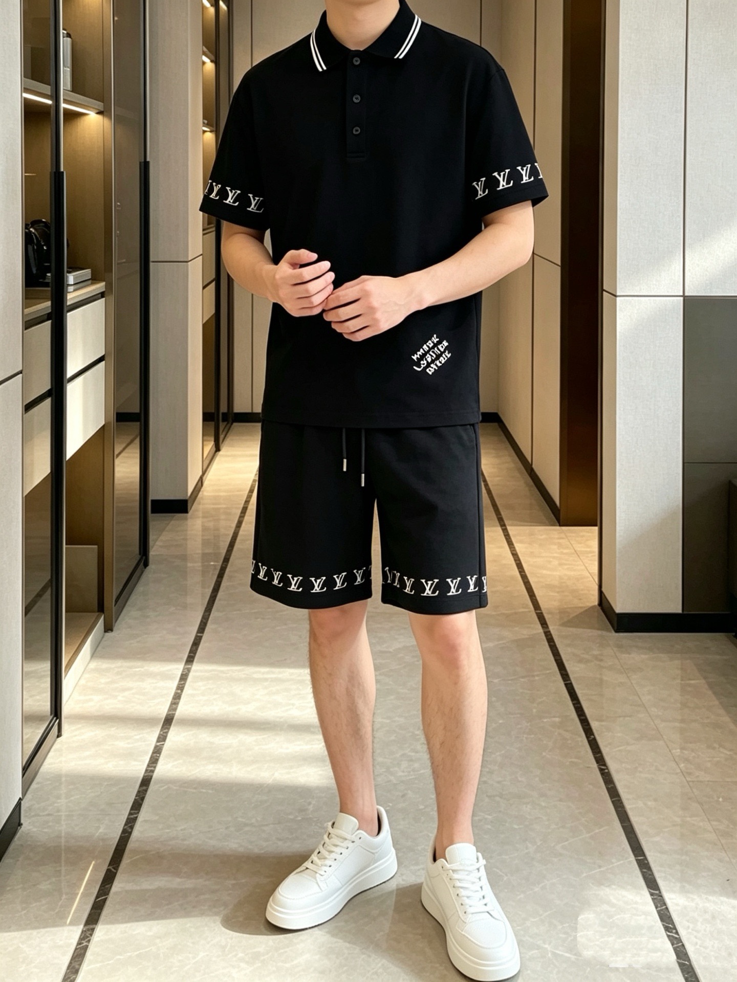 P290 Marca: LV 2026 último estilo de verano, mismo estilo para hombres y mujeres, traje de pantalones cortos de camiset…