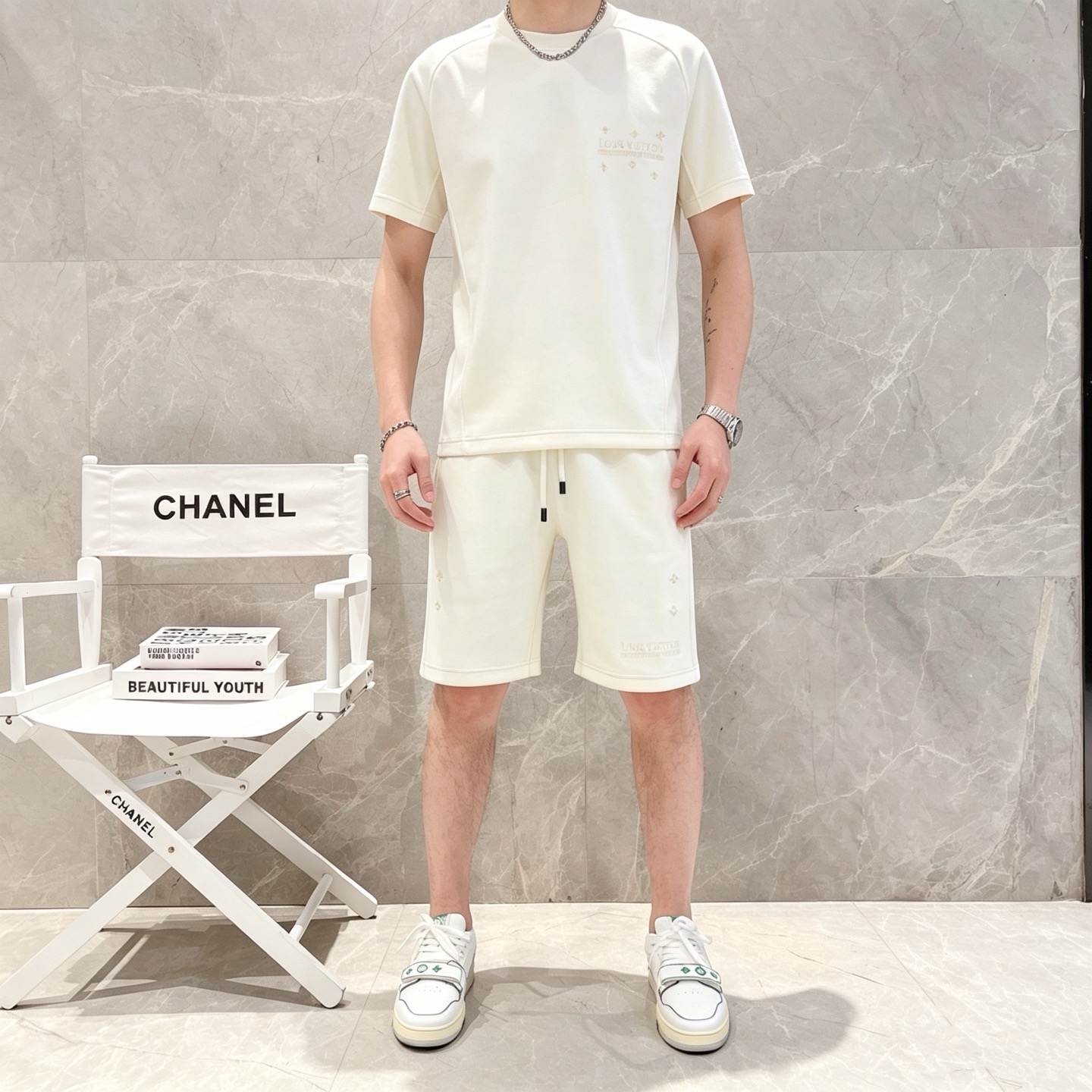 P290 Marca: LV 2026 último estilo de verano, mismo estilo para hombres y mujeres, traje de pantalones cortos de camiset…