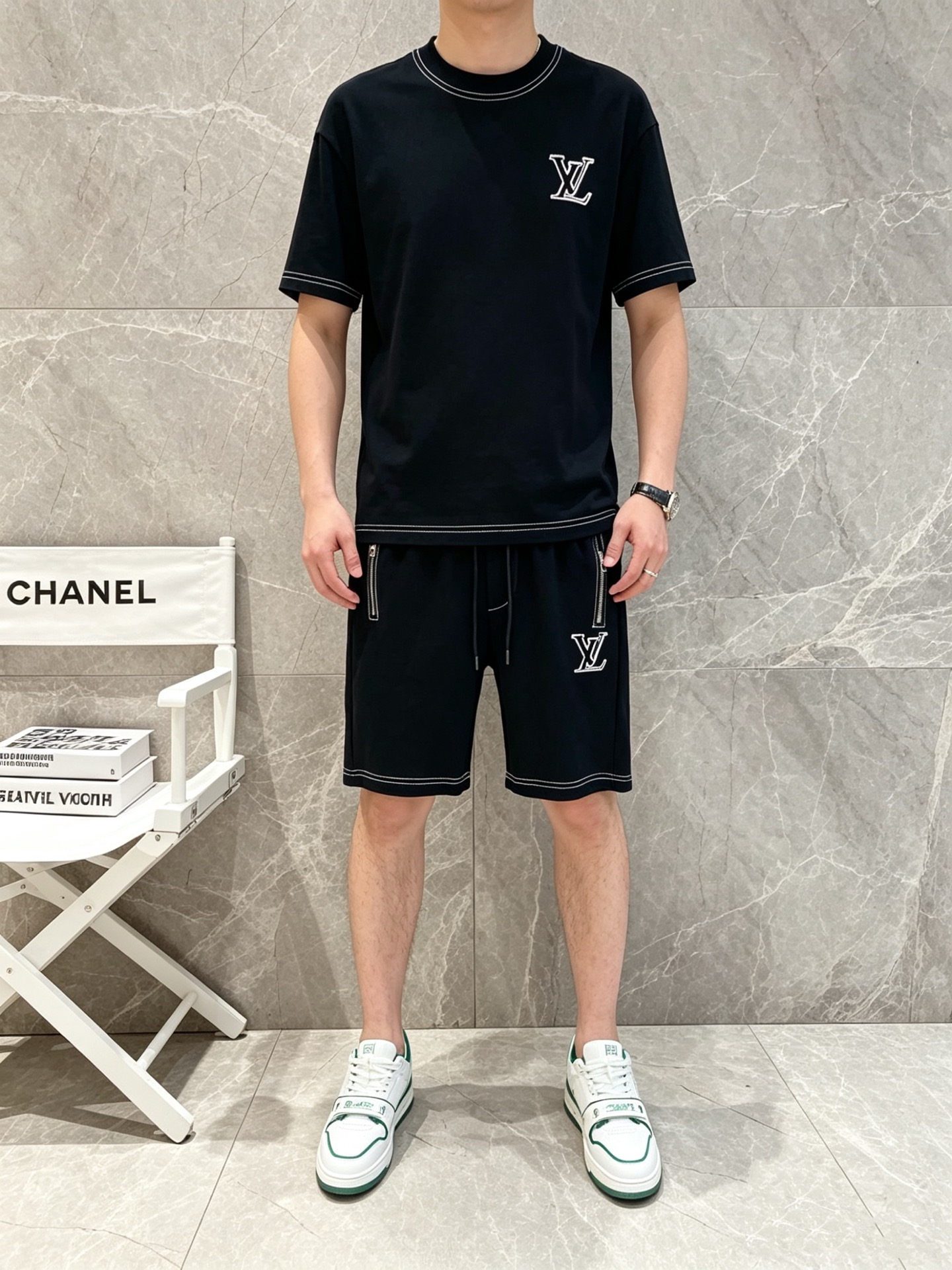 P290 Marca: LV 2026 último estilo de verano, mismo estilo para hombres y mujeres, traje de pantalones cortos de camiset…