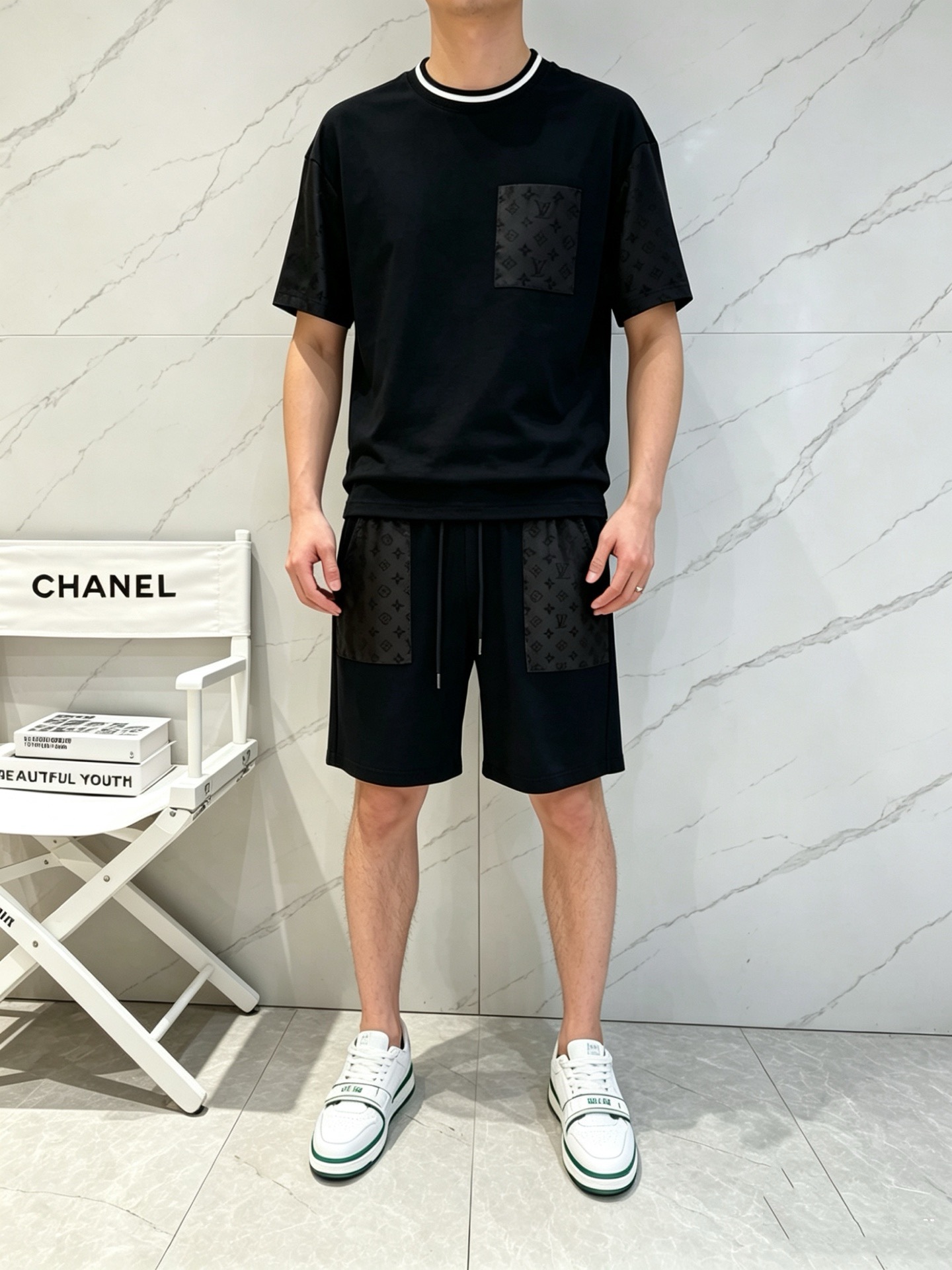P290 Marca: LV 2026 último estilo de verano, mismo estilo para hombres y mujeres, traje de pantalones cortos de camiset…