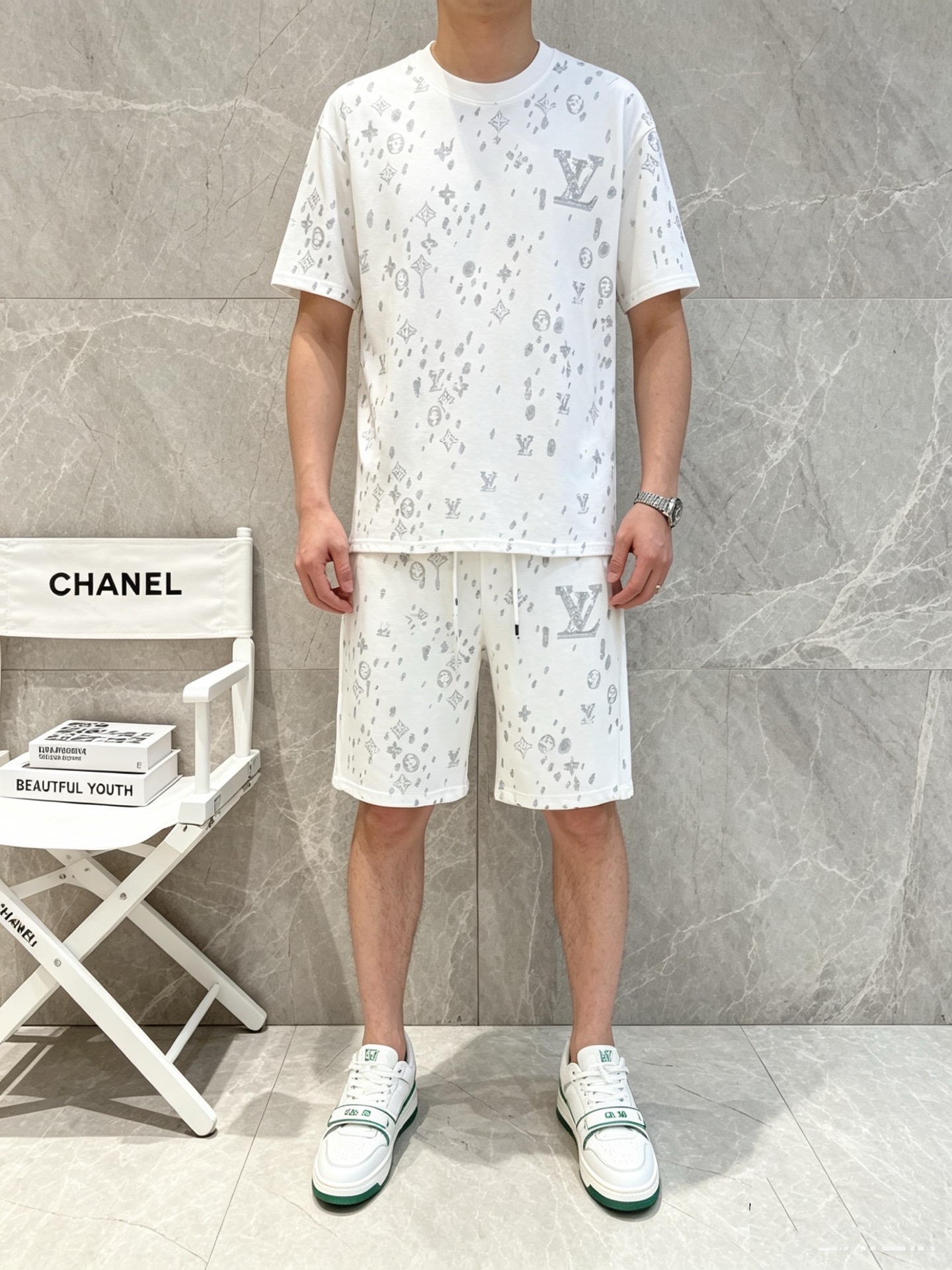 P290 Marca: LV 2026 último estilo de verano, mismo estilo para hombres y mujeres, traje de pantalones cortos de camiset…