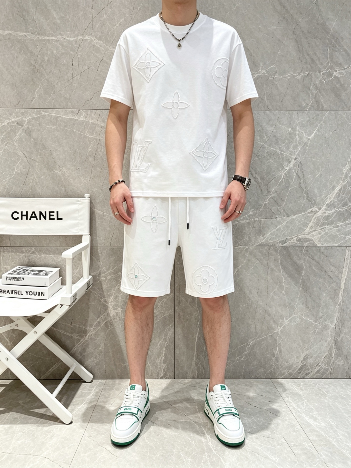 P290 Marca: LV 2026 último estilo de verano, mismo estilo para hombres y mujeres, traje de pantalones cortos de camiset…